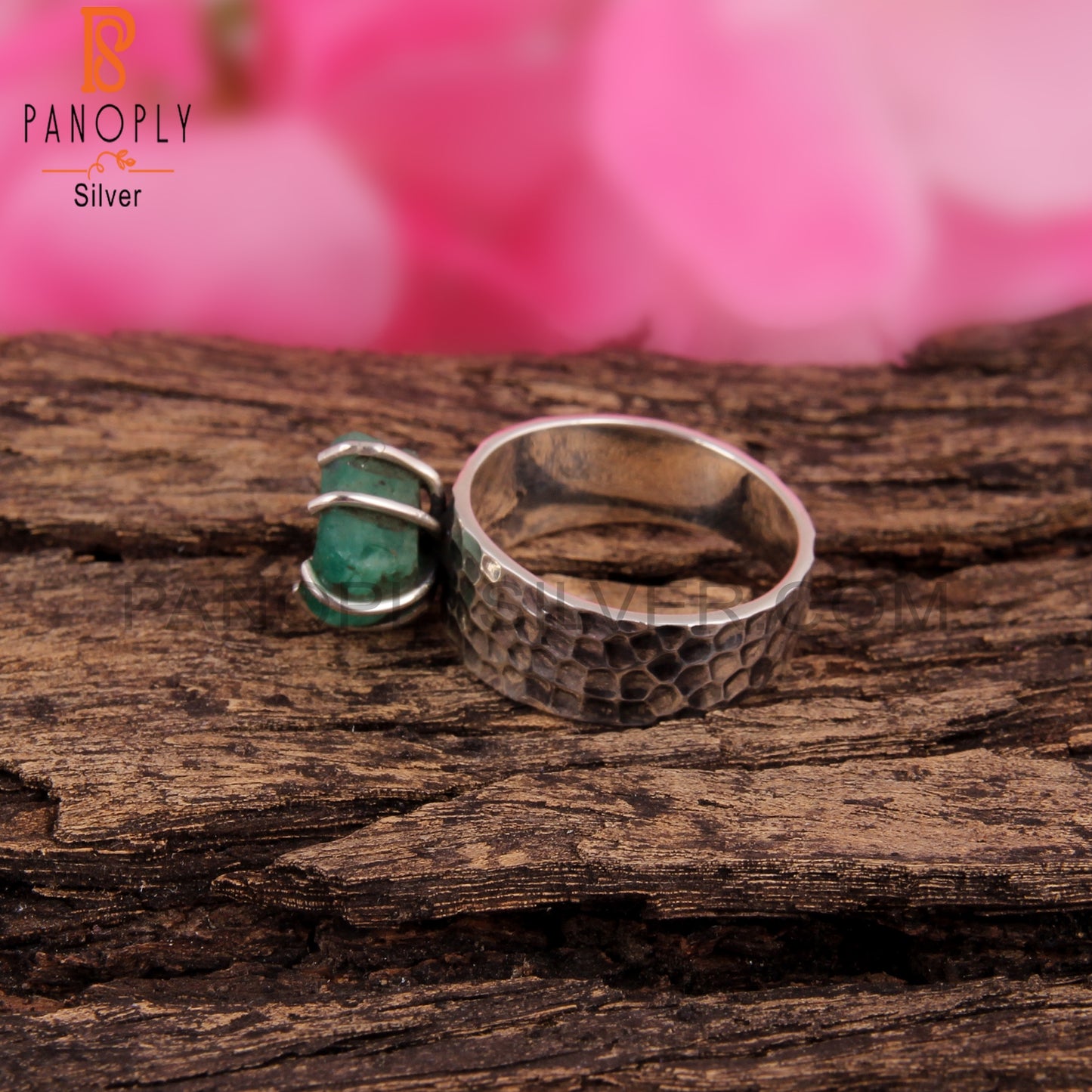 Emerald 925 Sterling Silver Band Ring