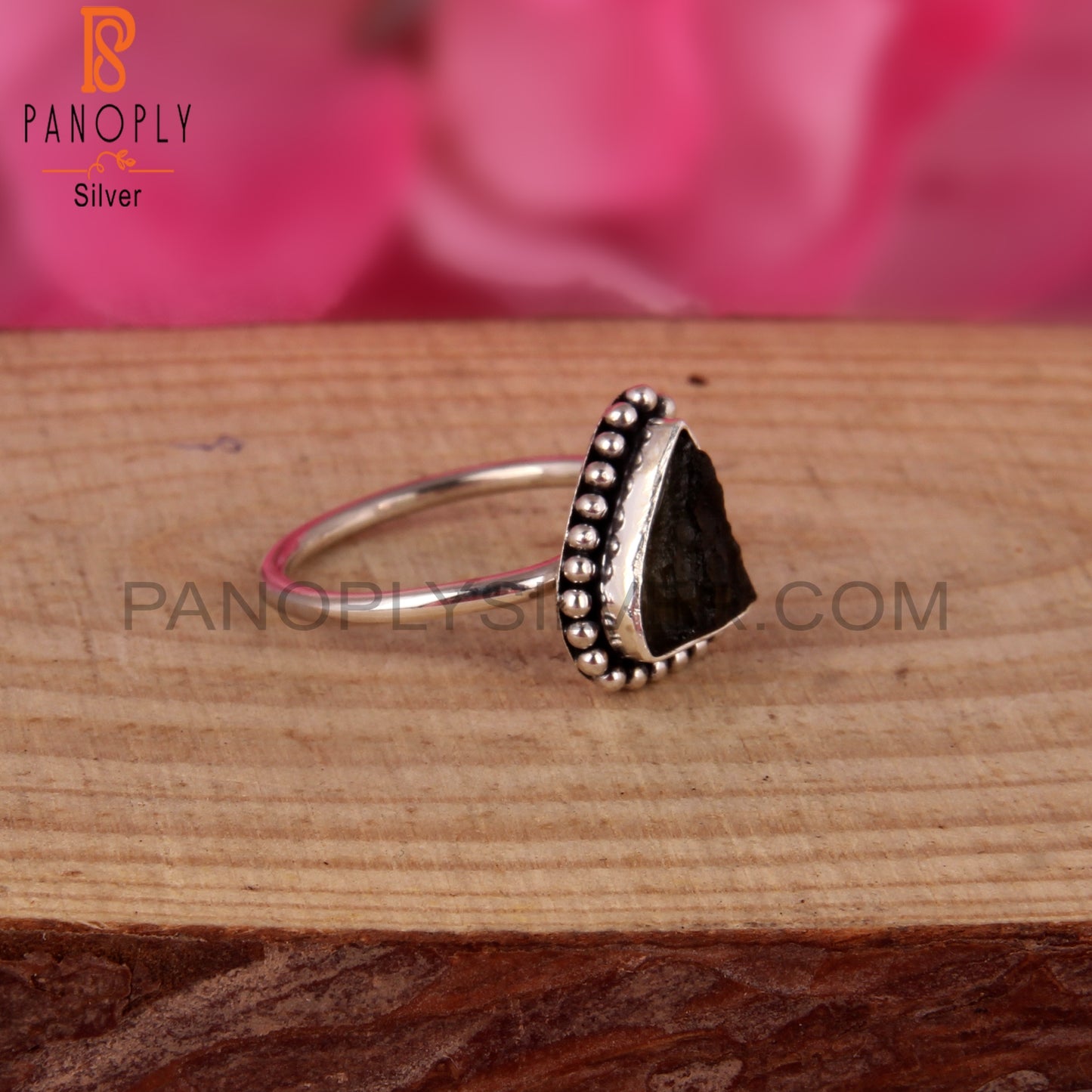 Moldavite 925 Sterling Silver Classic Statement Ring