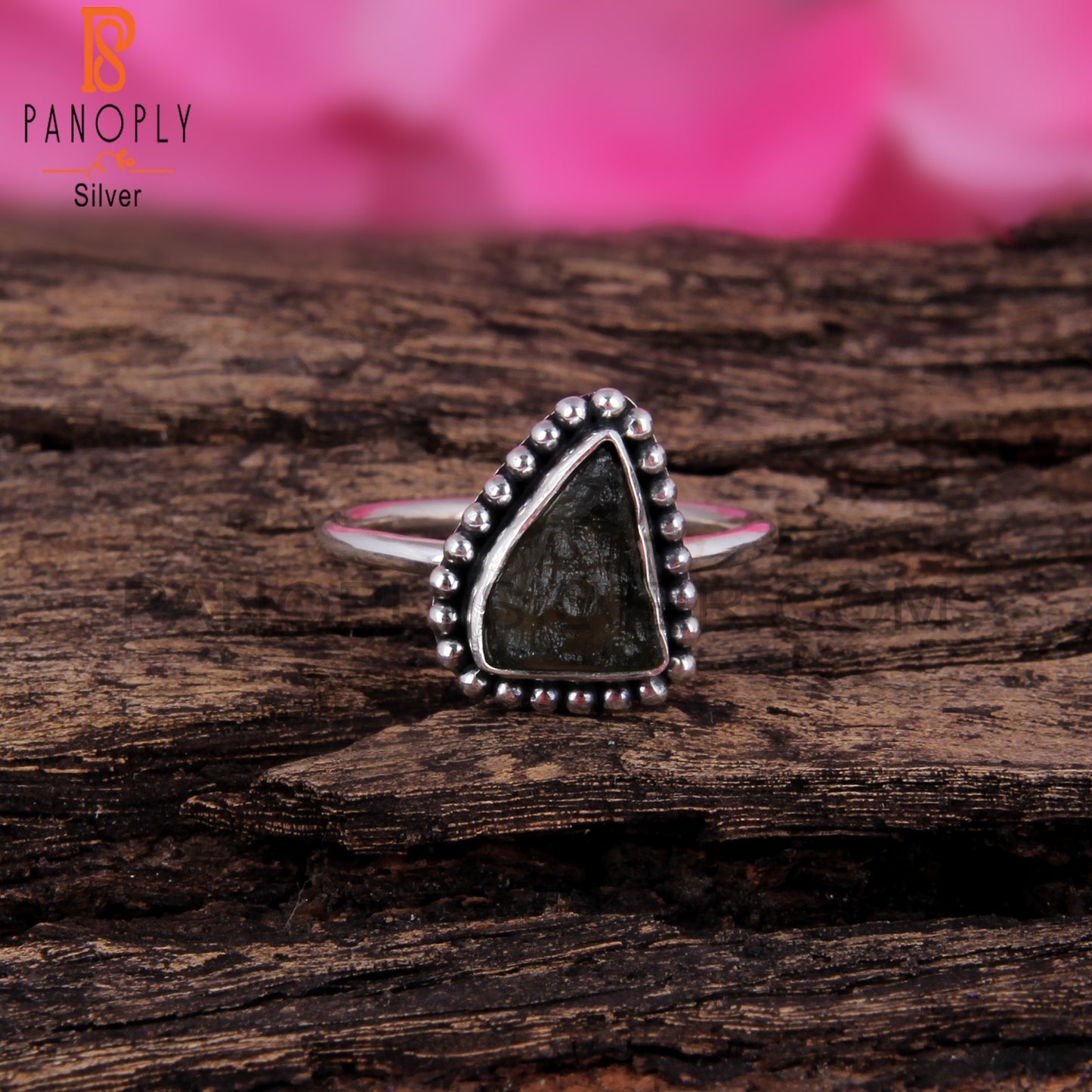 Moldavite 925 Sterling Silver Classic Statement Ring