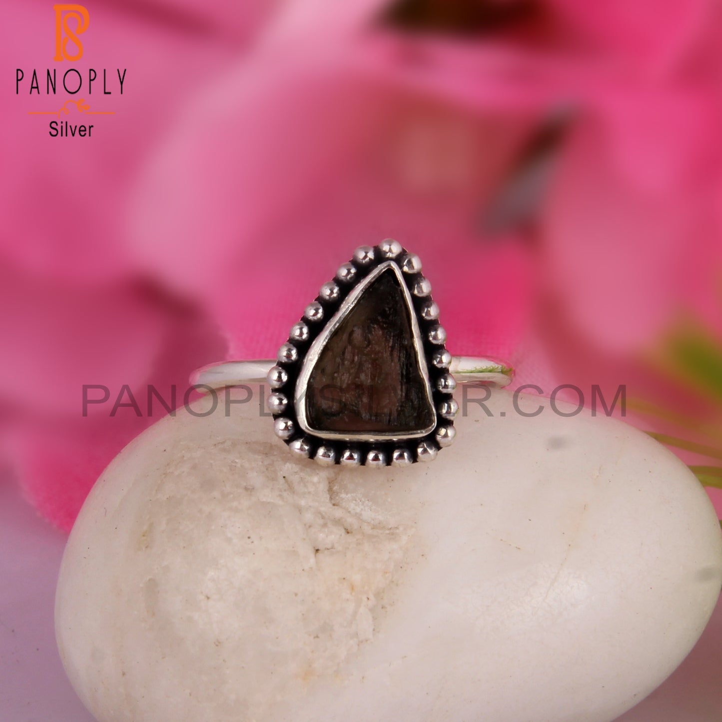 Moldavite 925 Sterling Silver Classic Statement Ring