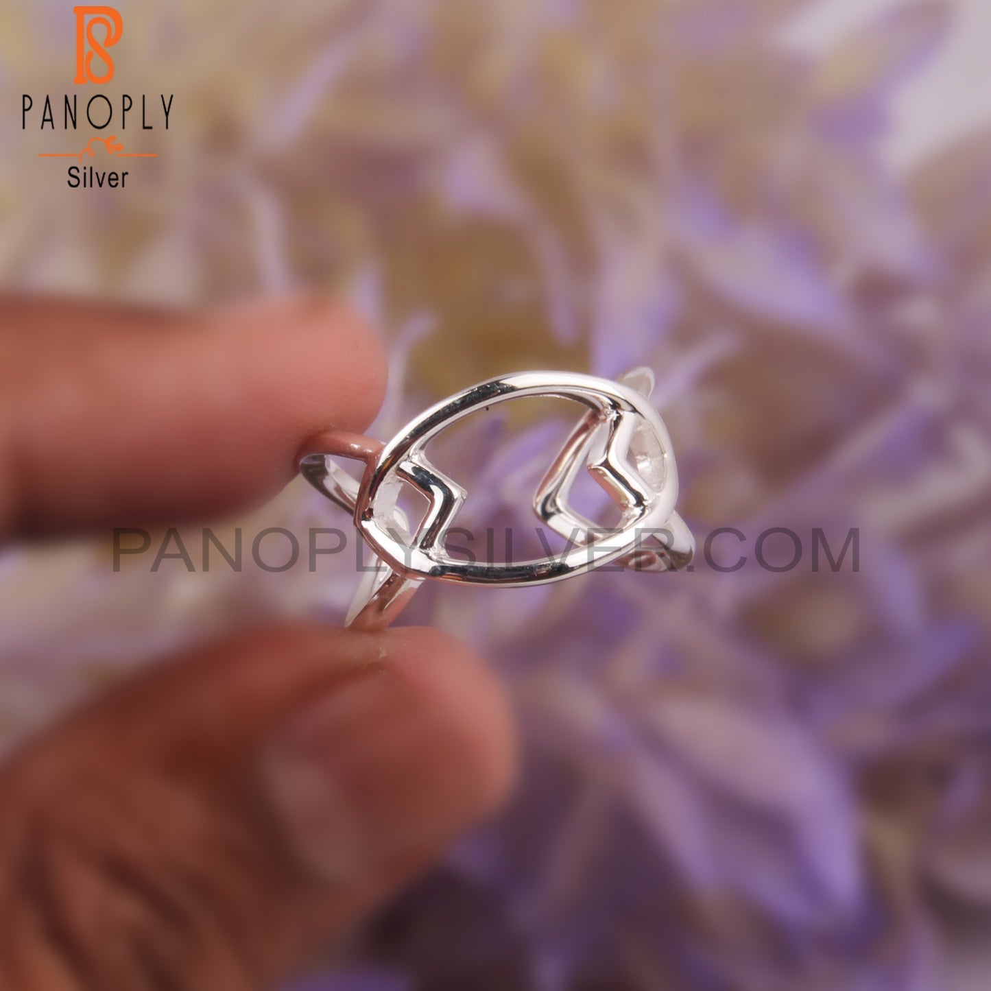 Fine 925 Sterling Silver Luna Cross Ring
