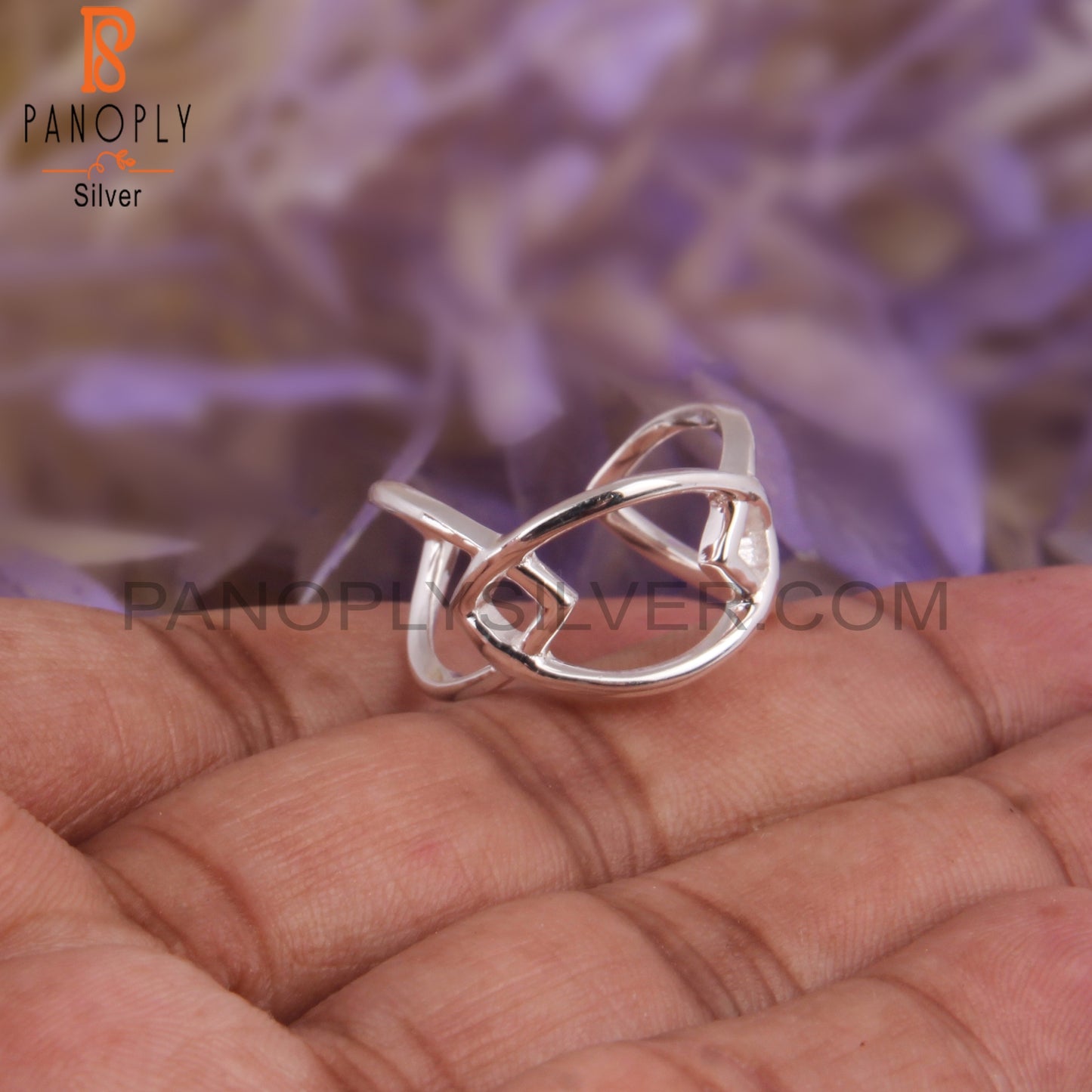 Fine 925 Sterling Silver Luna Cross Ring