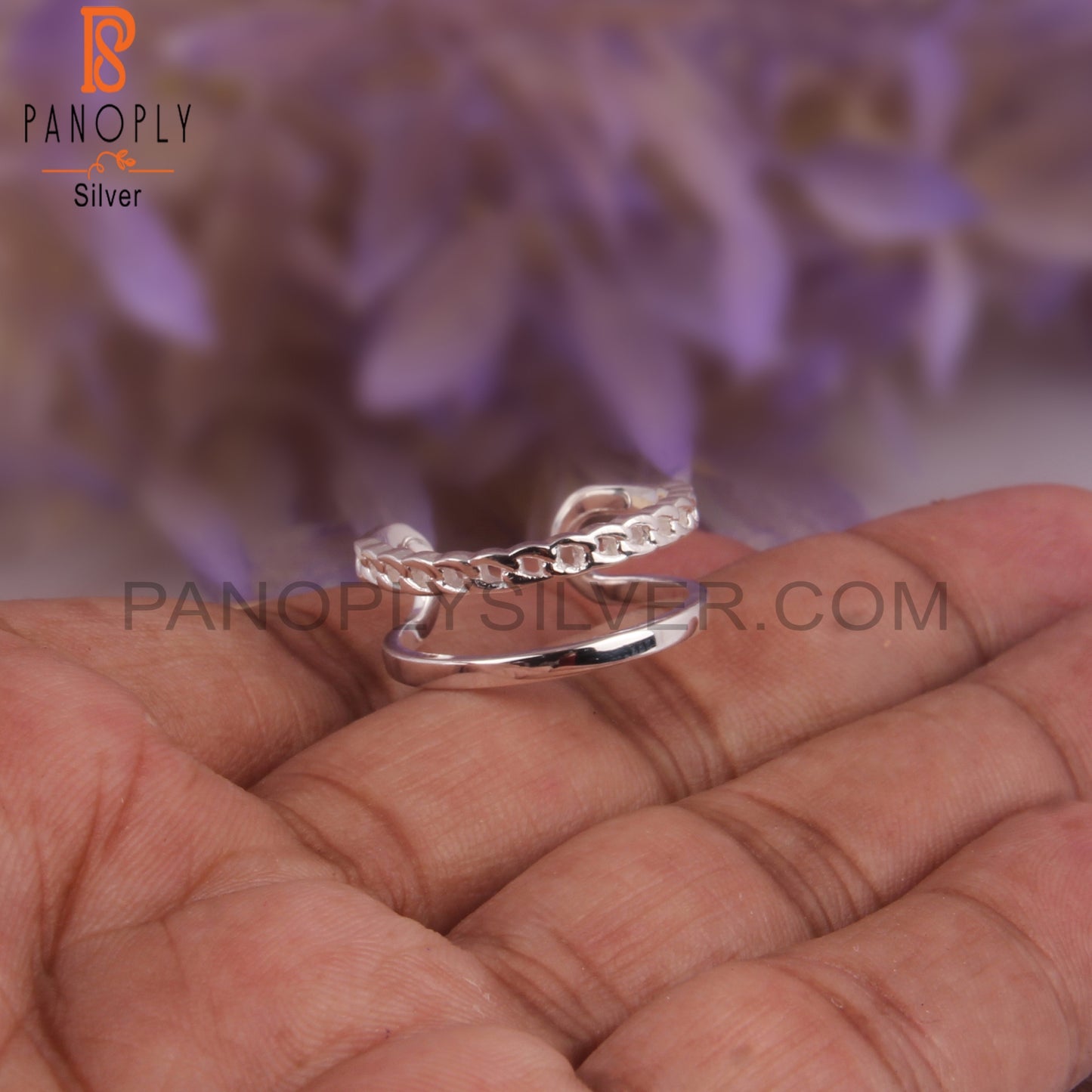 Handmade 925 Sterling Silver Double Band Statement Ring