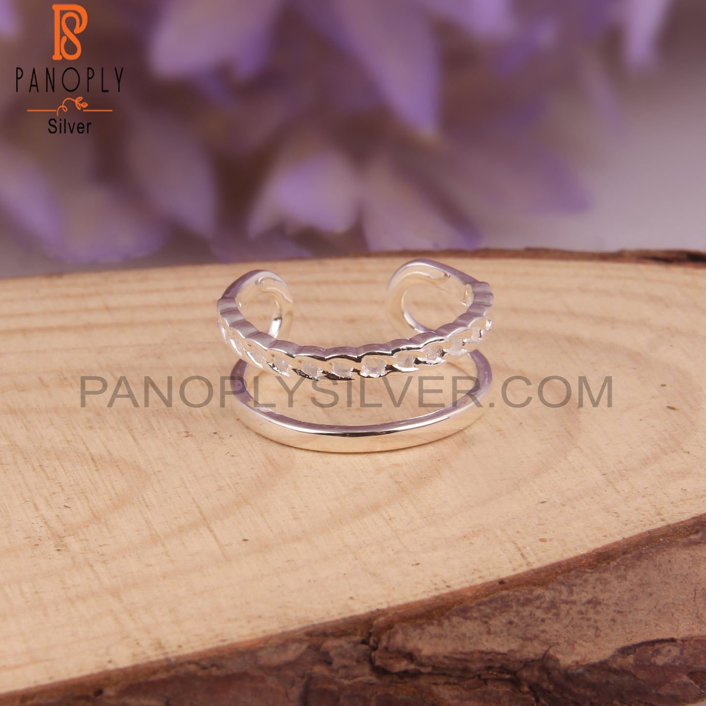 Handmade 925 Sterling Silver Double Band Statement Ring