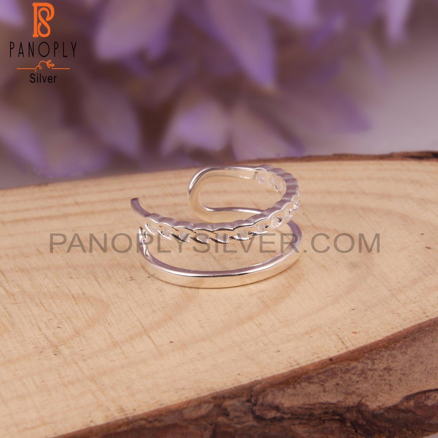 Handmade 925 Sterling Silver Double Band Statement Ring