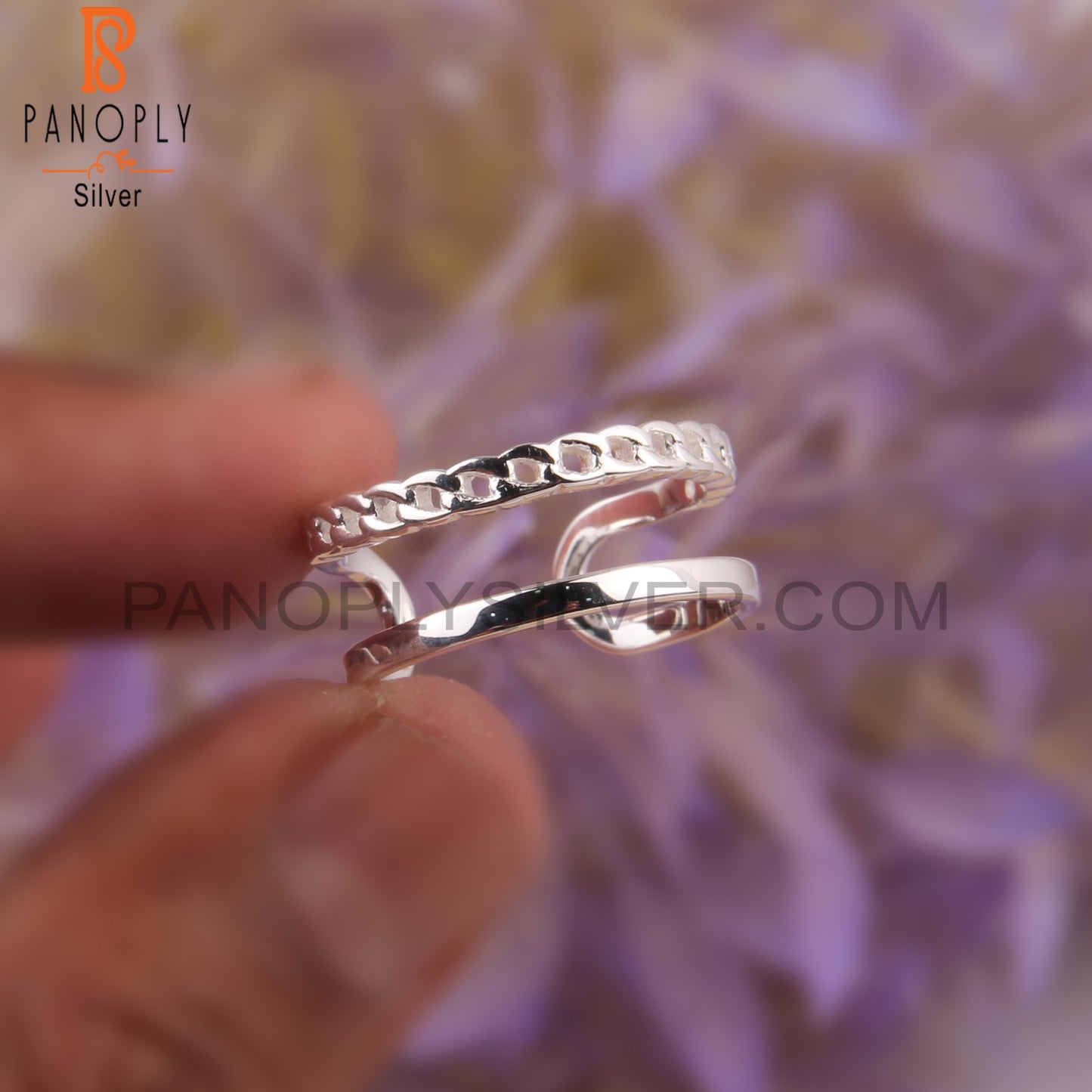 Handmade 925 Sterling Silver Double Band Statement Ring