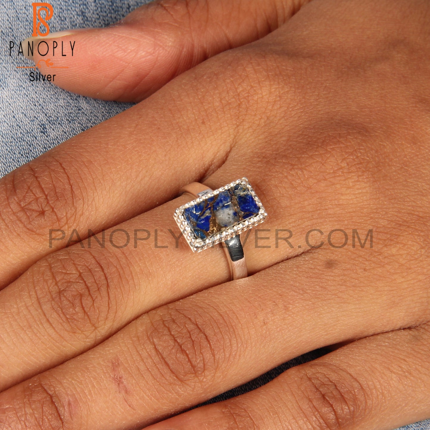 Mojave Lapis Silver Party Wear Ring For Christmas
