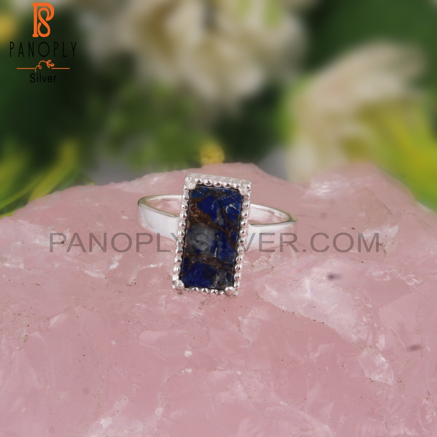 Mojave Lapis Silver Party Wear Ring For Christmas
