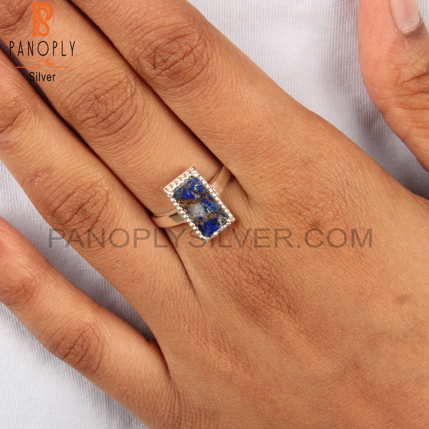 Mojave Lapis Silver Party Wear Ring For Christmas