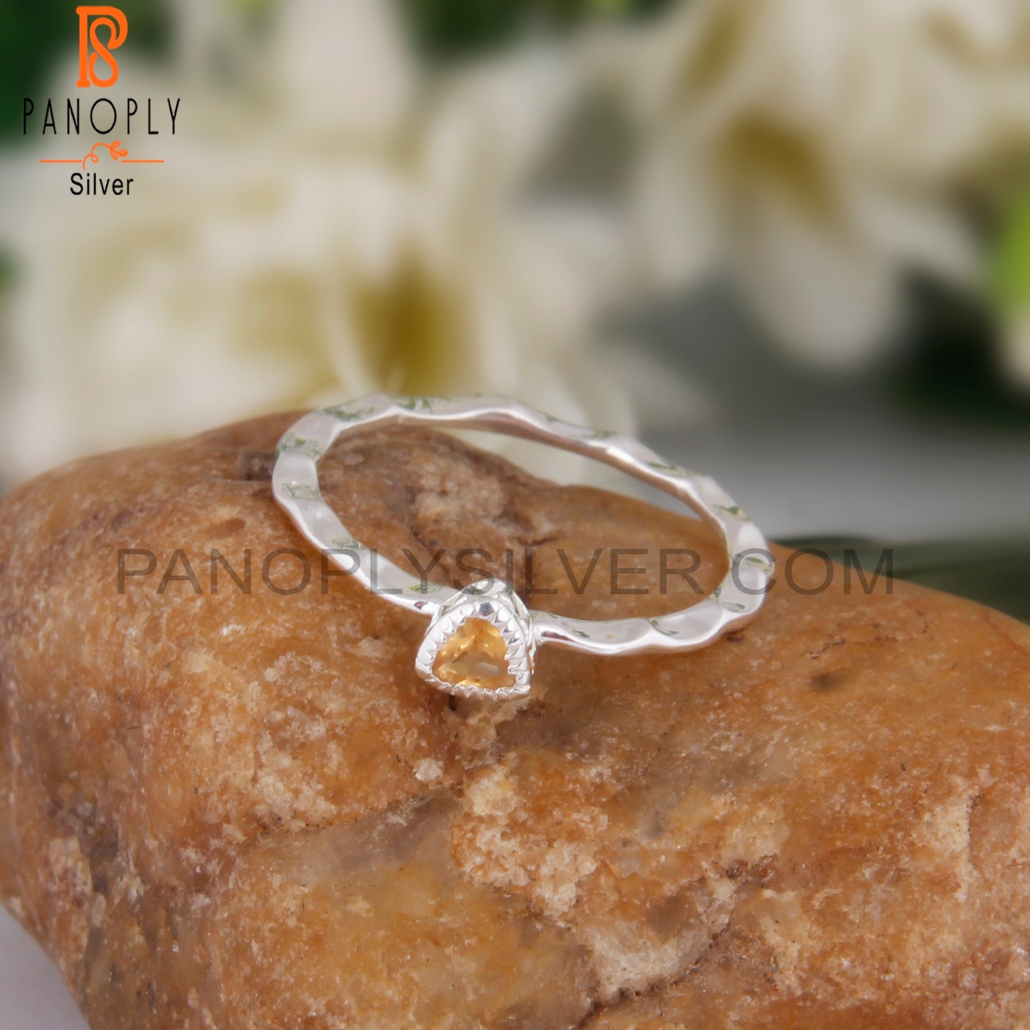Citrine Triangular Shape 925 Sterling Silver Ring
