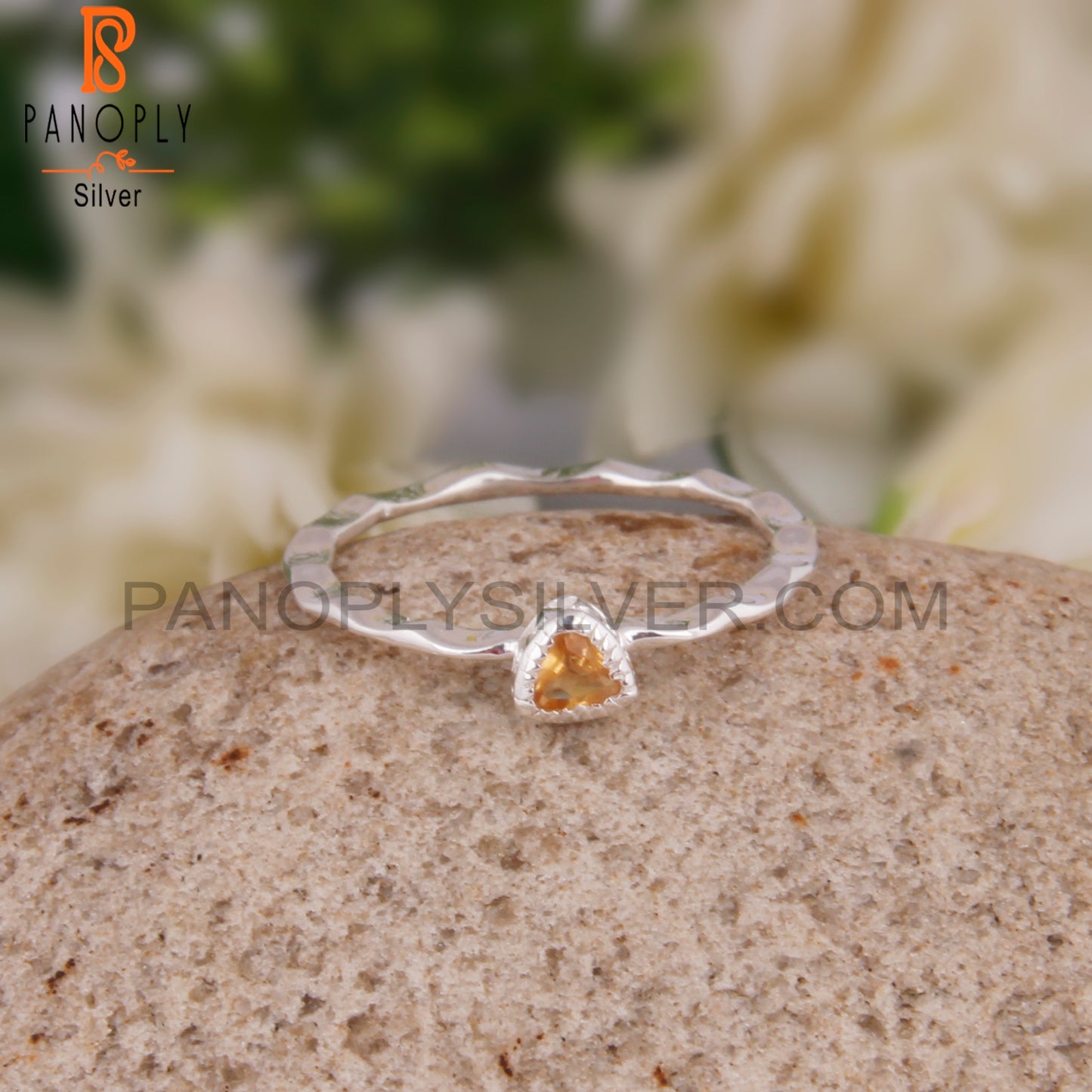 Citrine Triangular Shape 925 Sterling Silver Ring