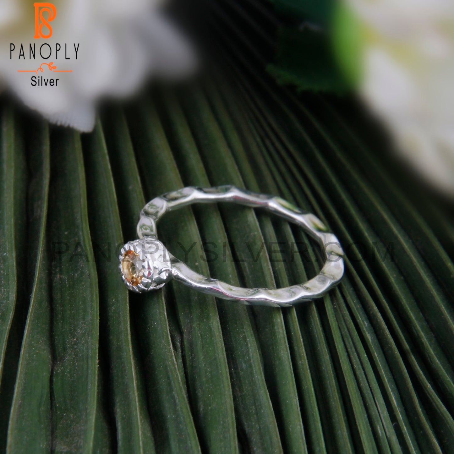 Pretty Rare Citrine Round 925 Silver Party Wear Ring