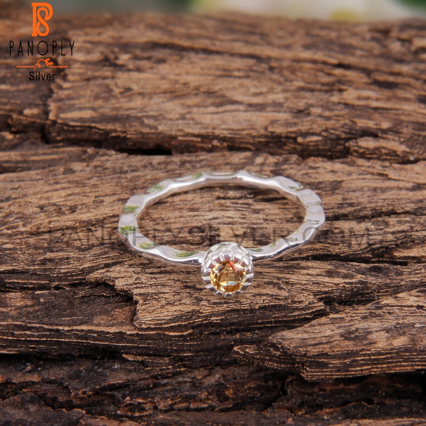 Pretty Rare Citrine Round 925 Silver Party Wear Ring