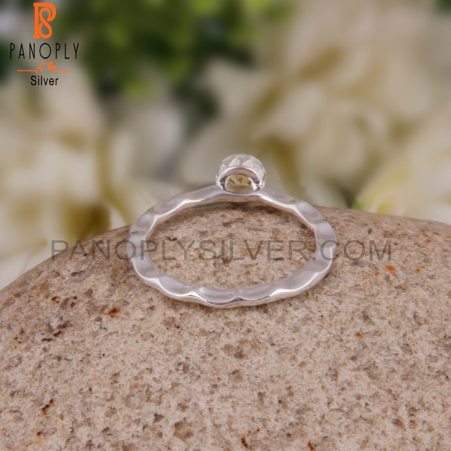 Pretty Rare Citrine Round 925 Silver Party Wear Ring