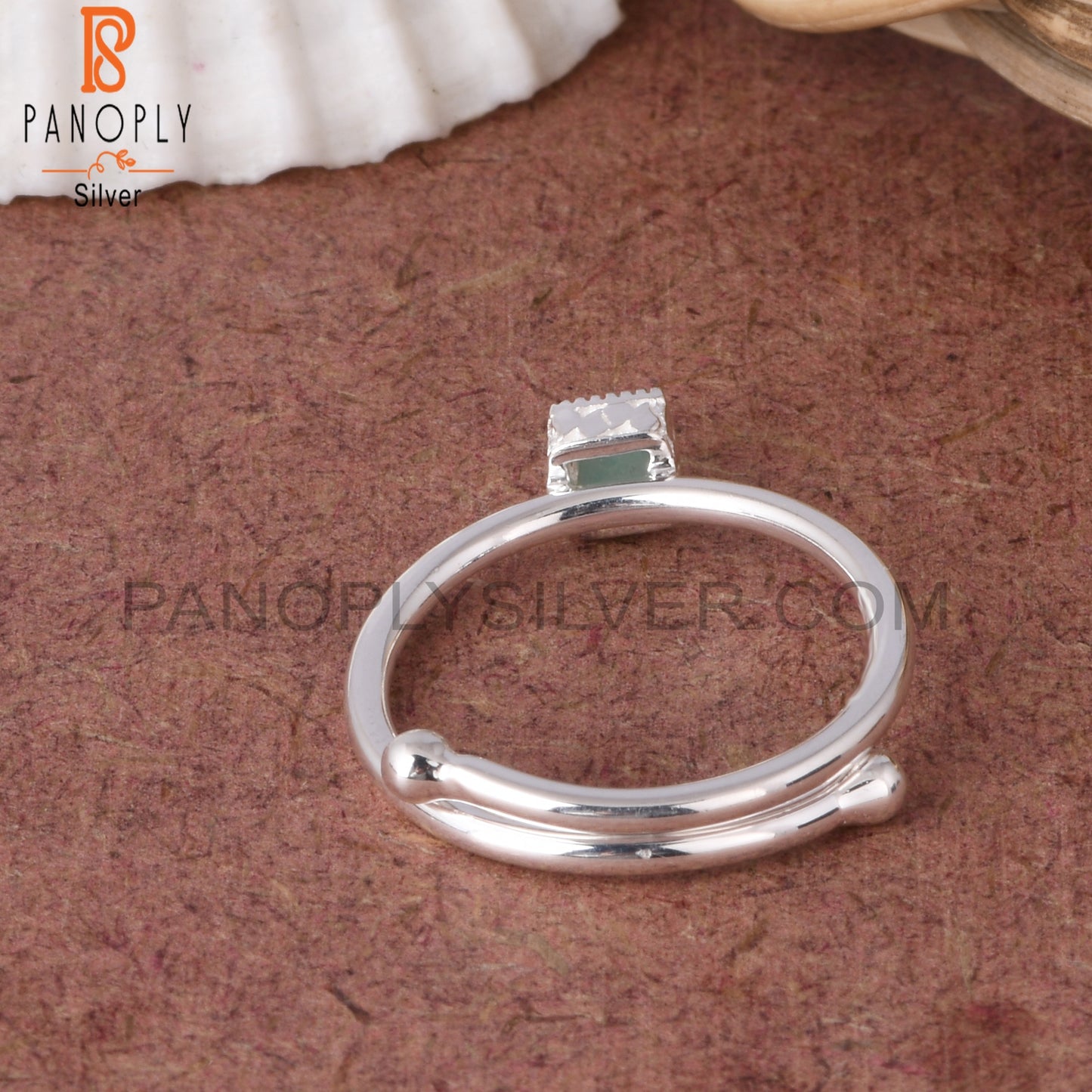 Amazonite Square Shape 925 Brithstone Ajustable Ring