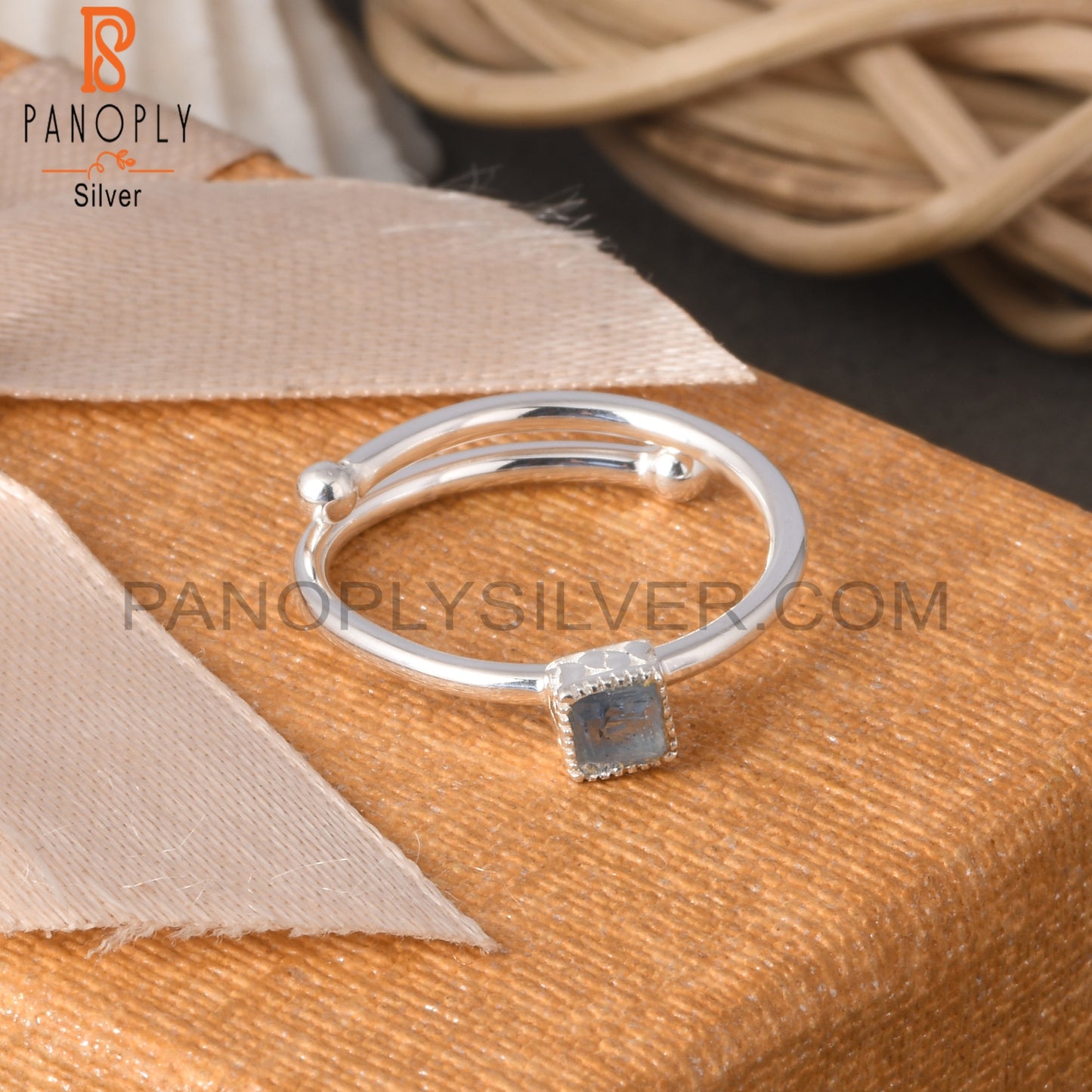 Kyanite 925 Sterling Silver Square Shape Ring