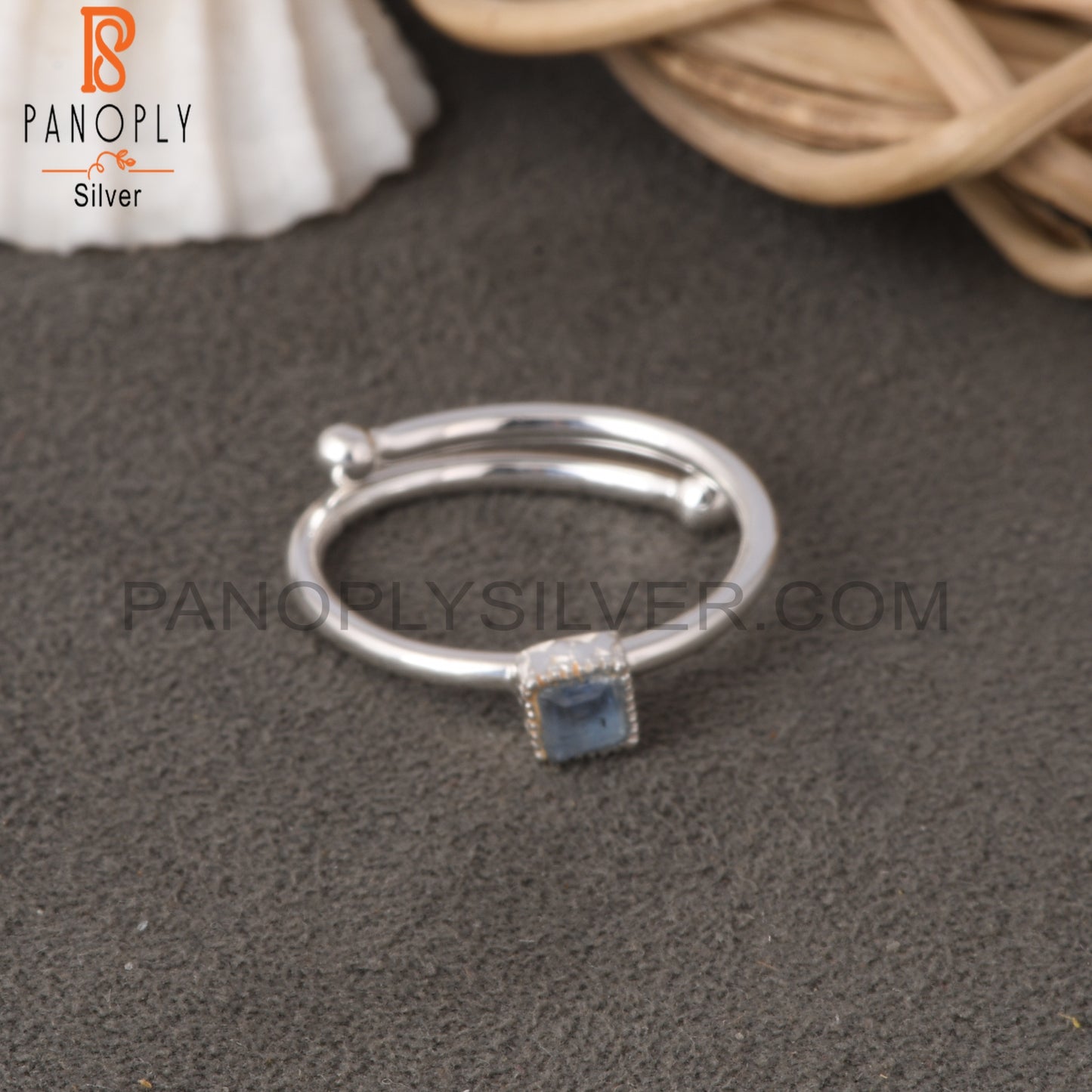 Kyanite 925 Sterling Silver Square Shape Ring