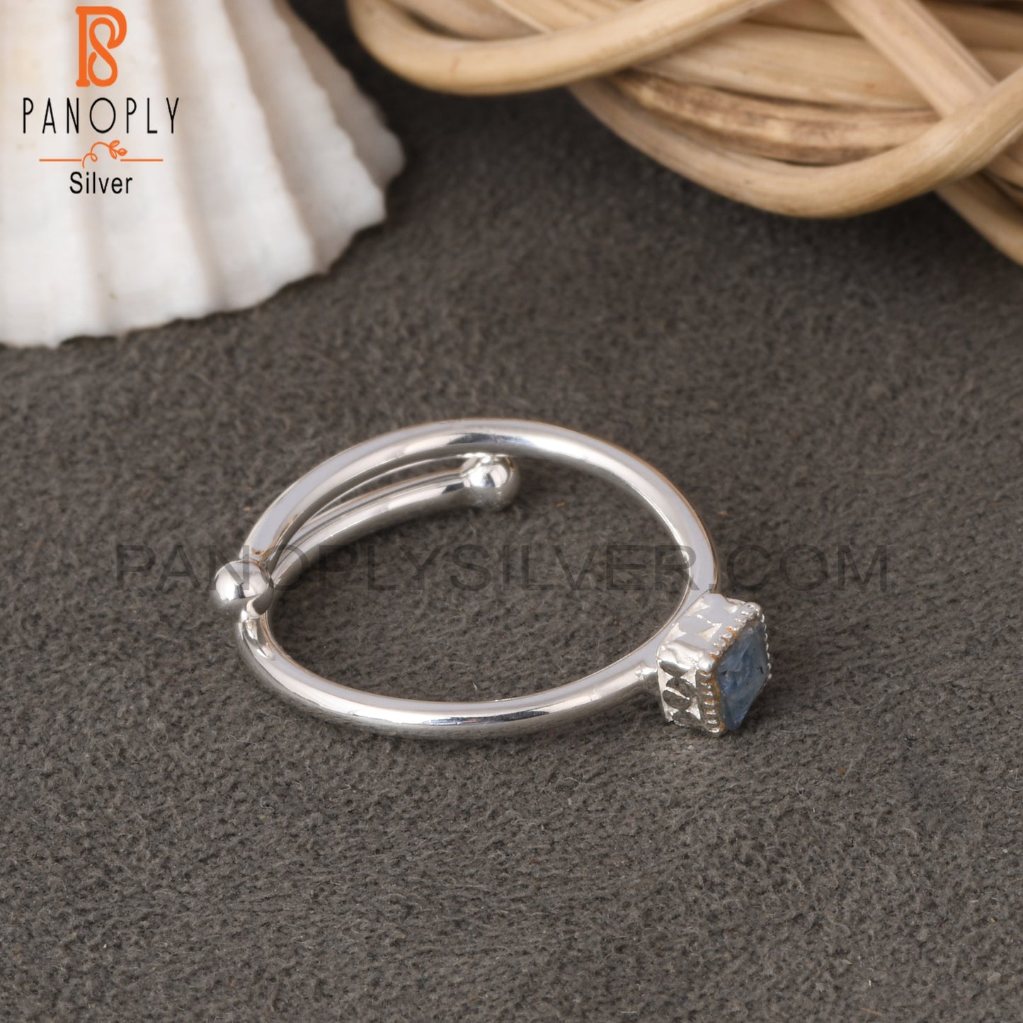 Kyanite 925 Sterling Silver Square Shape Ring