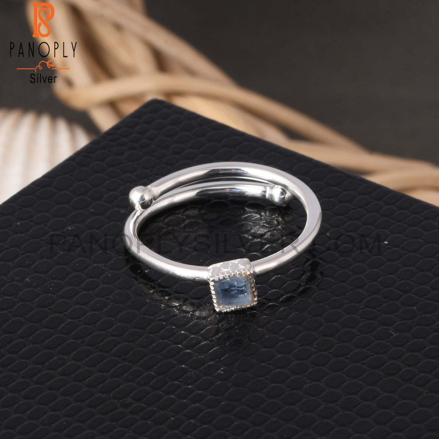 Kyanite 925 Sterling Silver Square Shape Ring