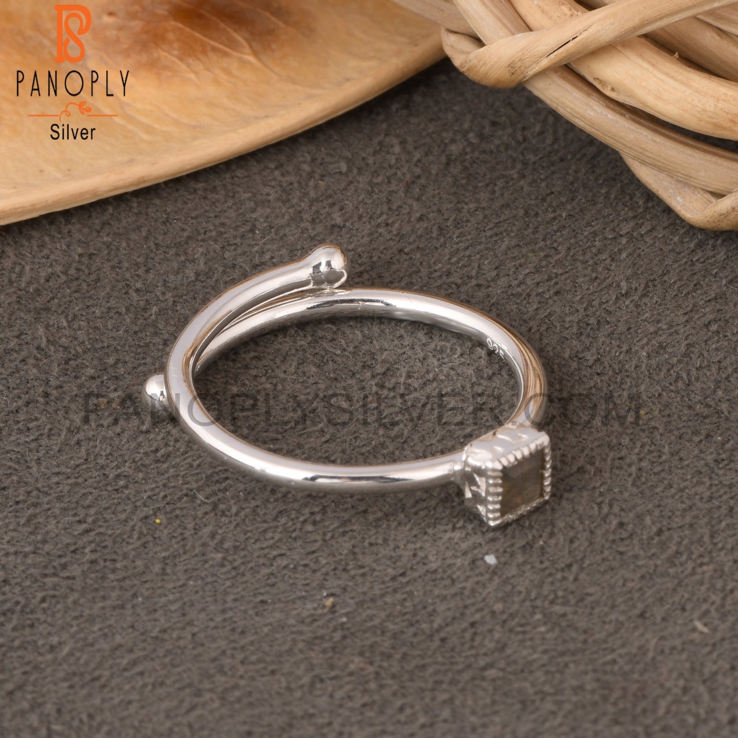 Labradorite Square 925 Sterling Silver Ring