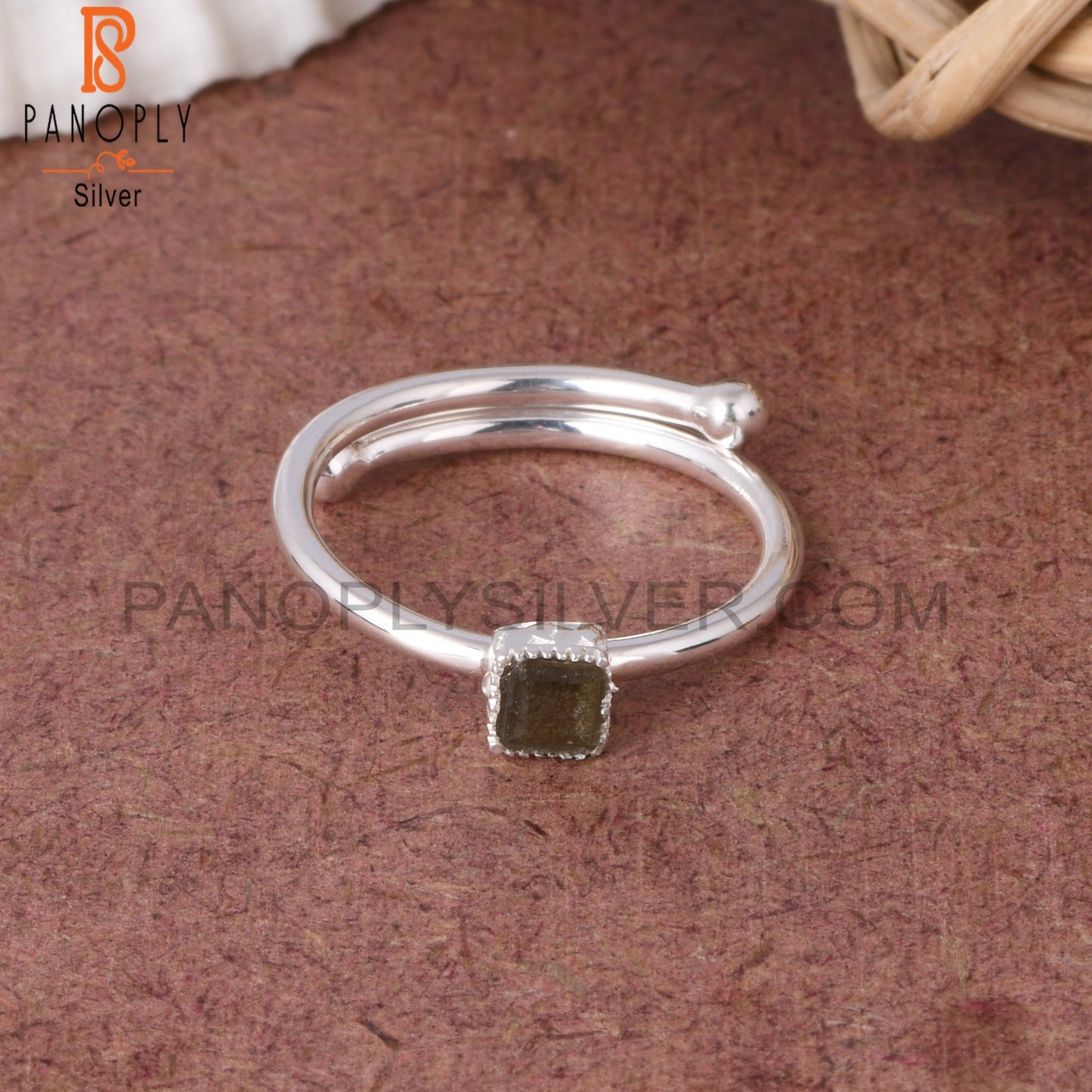 Gold Sheen Obsidian 925 Silver Beautiful Adjustable Ring
