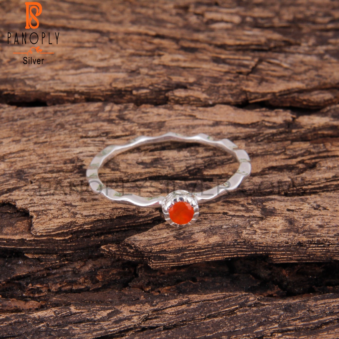 Pretty Carnelian Round 925 Silver Casual Ring