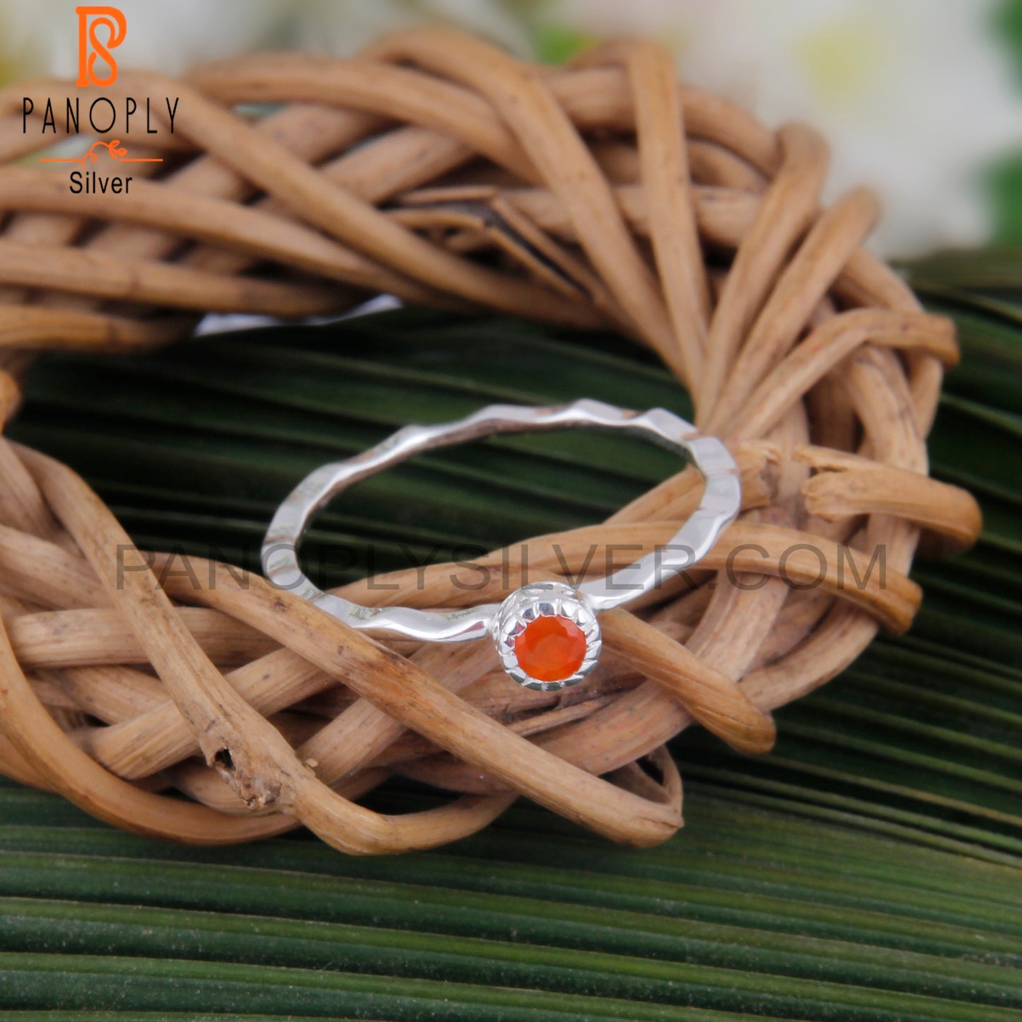 Pretty Carnelian Round 925 Silver Casual Ring