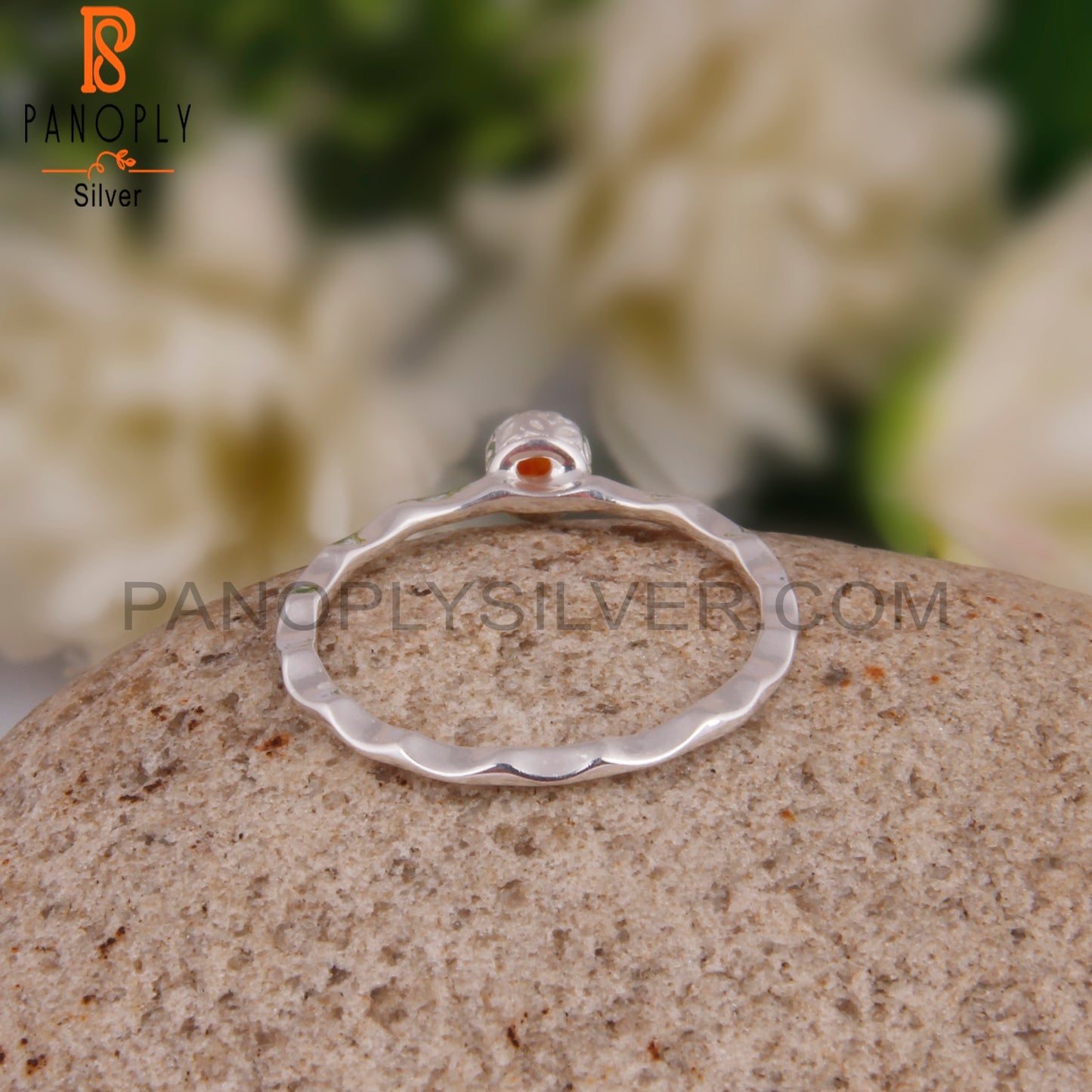 Pretty Carnelian Round 925 Silver Casual Ring