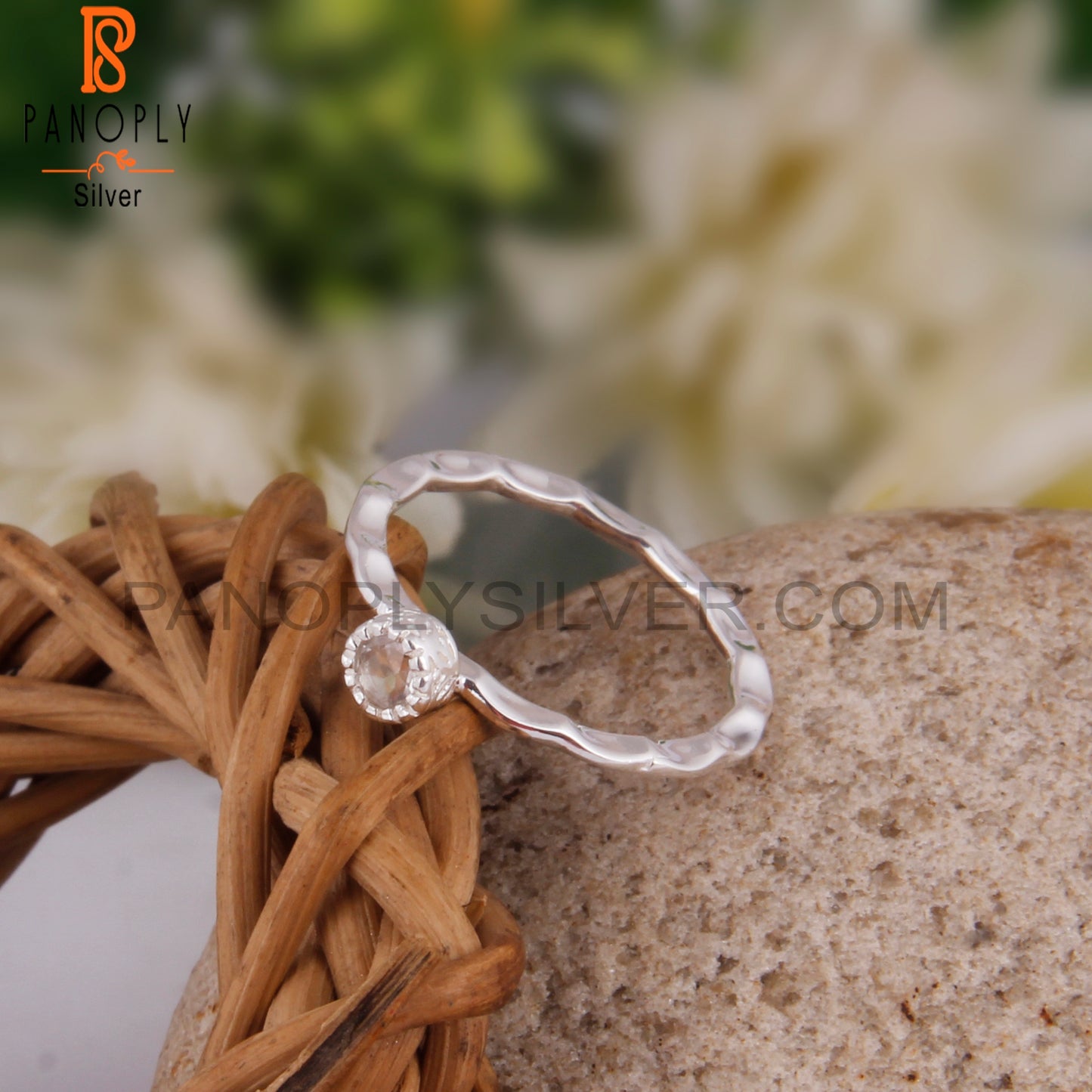 Crystal Quartz Round 925 Silver Ring For Christmas Birthday