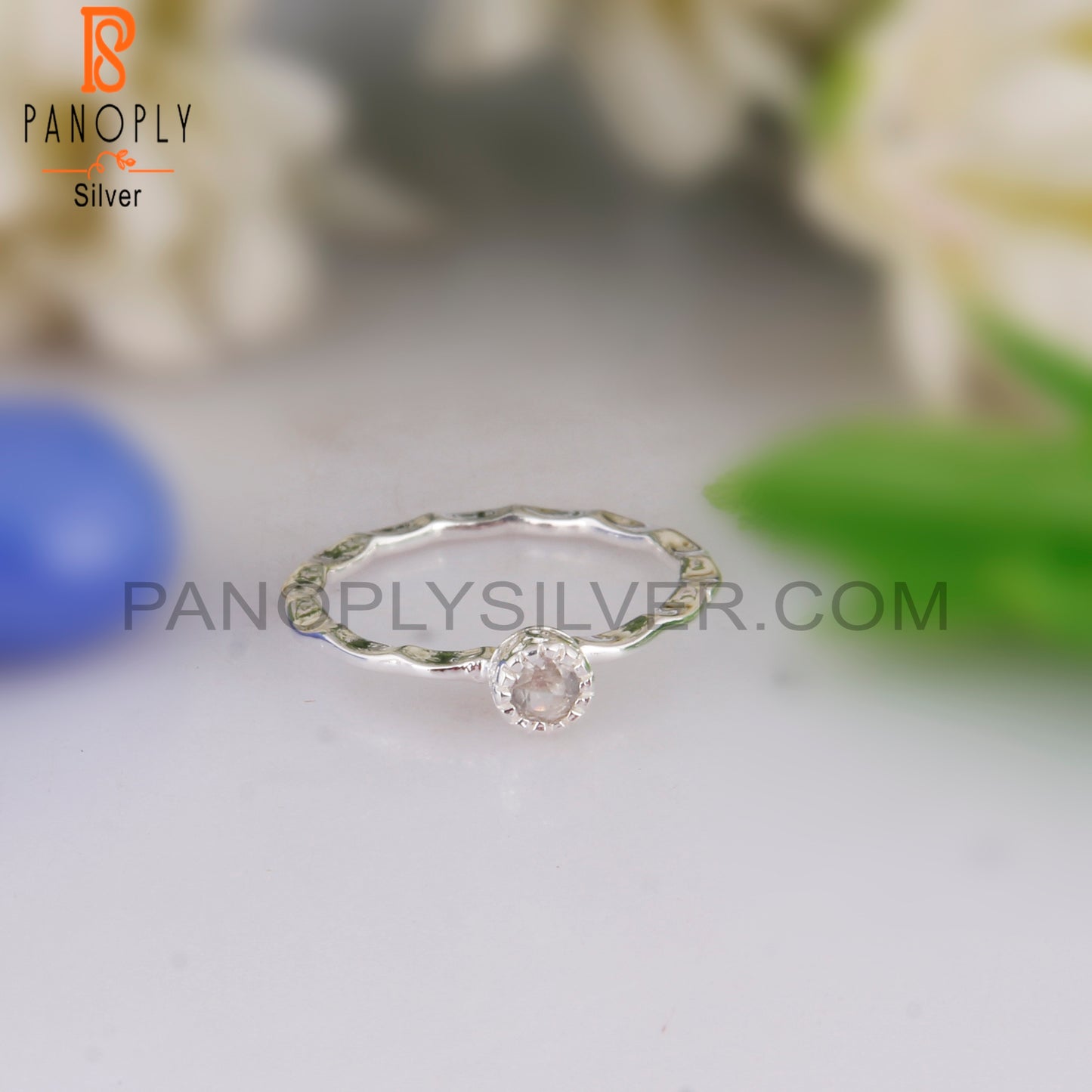 Crystal Quartz Round 925 Silver Ring For Christmas Birthday
