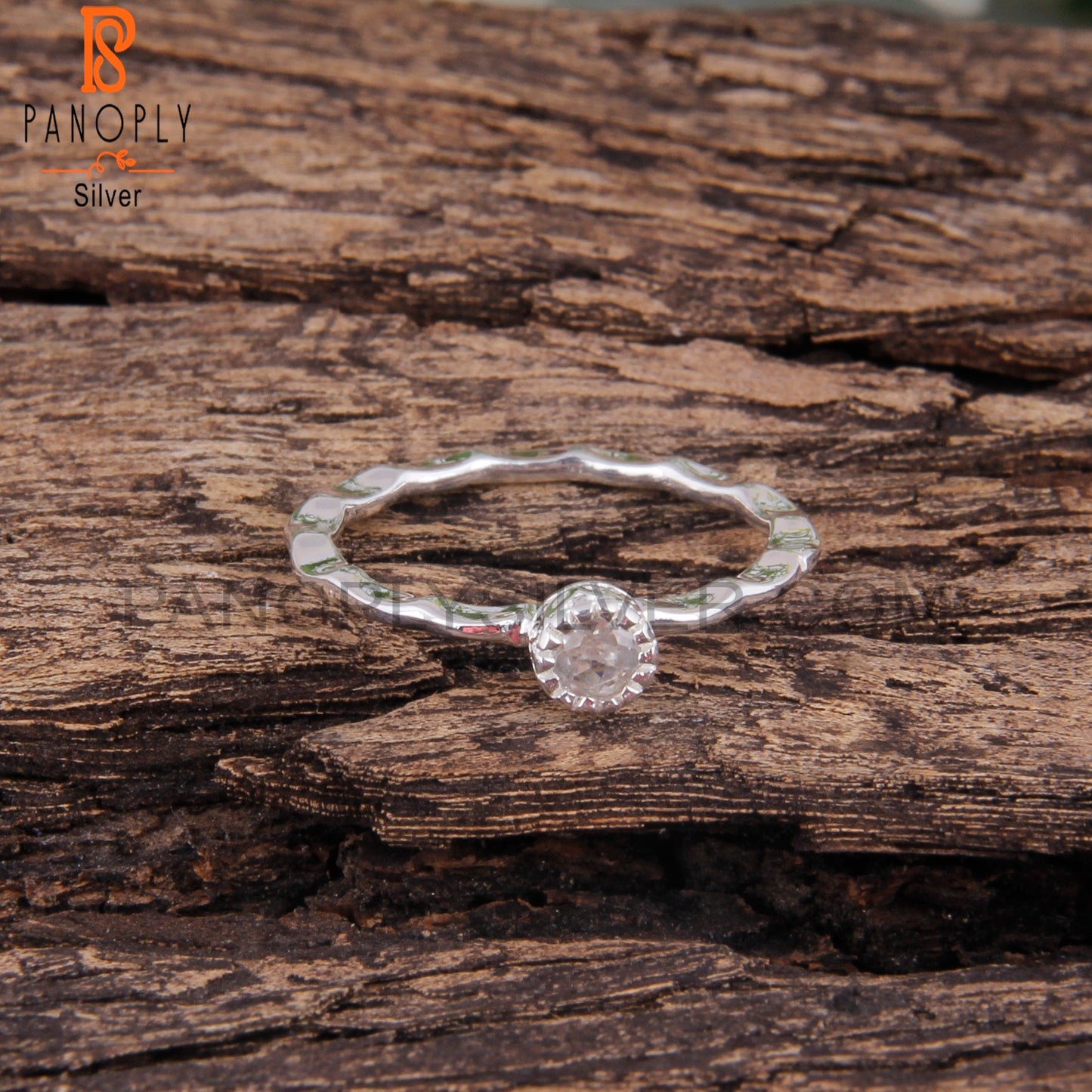 Crystal Quartz Round 925 Silver Ring For Christmas Birthday