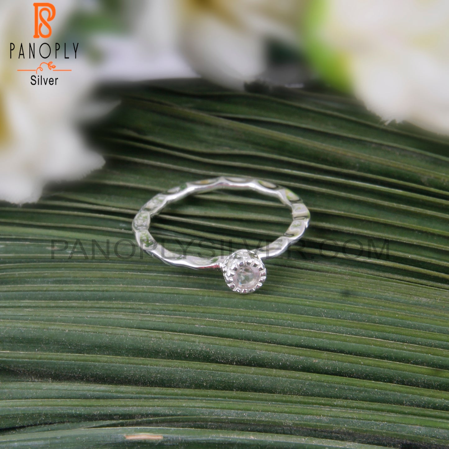 Crystal Quartz Round 925 Silver Ring For Christmas Birthday