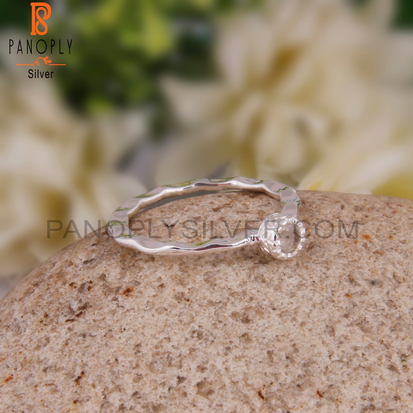Crystal Quartz Round 925 Silver Ring For Christmas Birthday