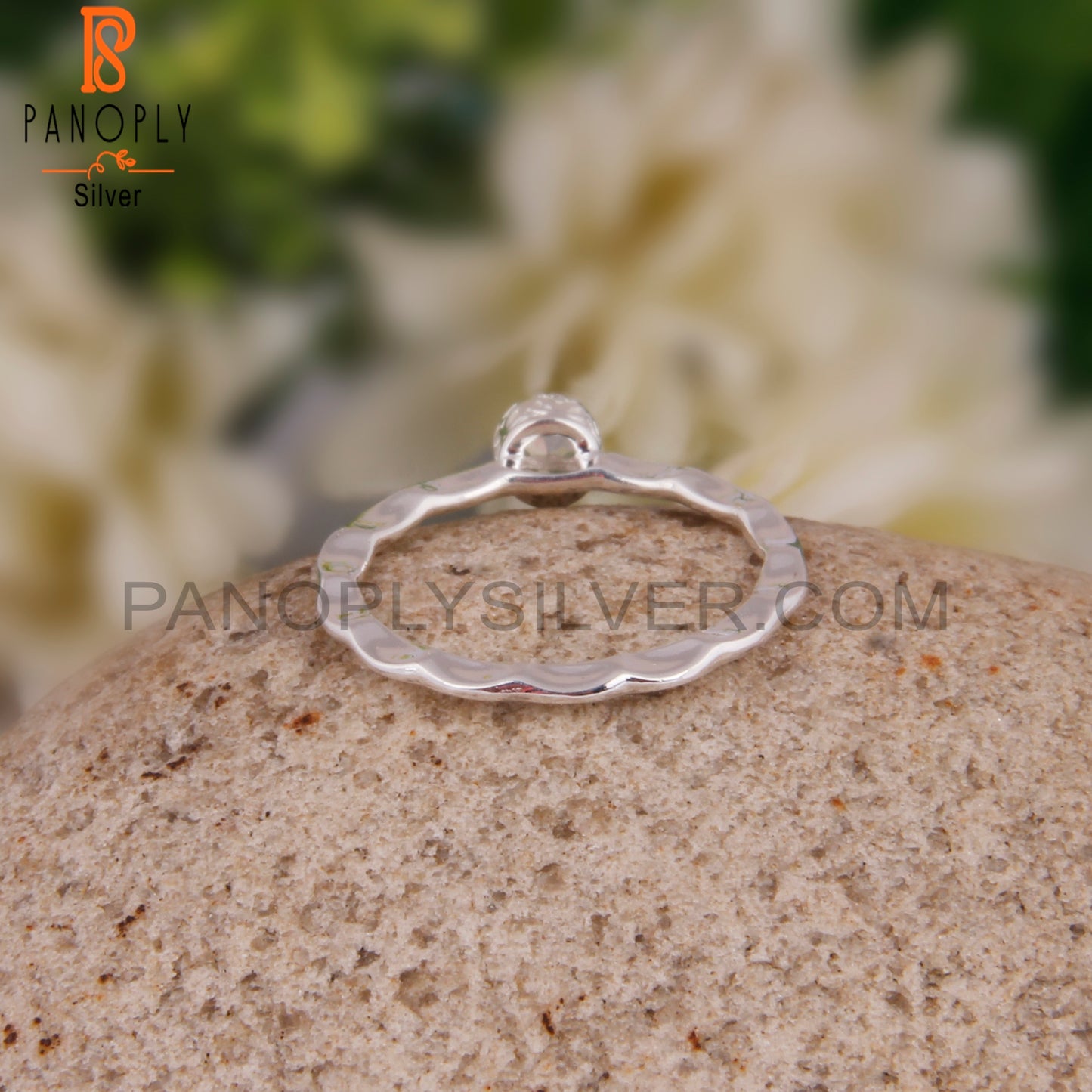 Crystal Quartz Round 925 Silver Ring For Christmas Birthday