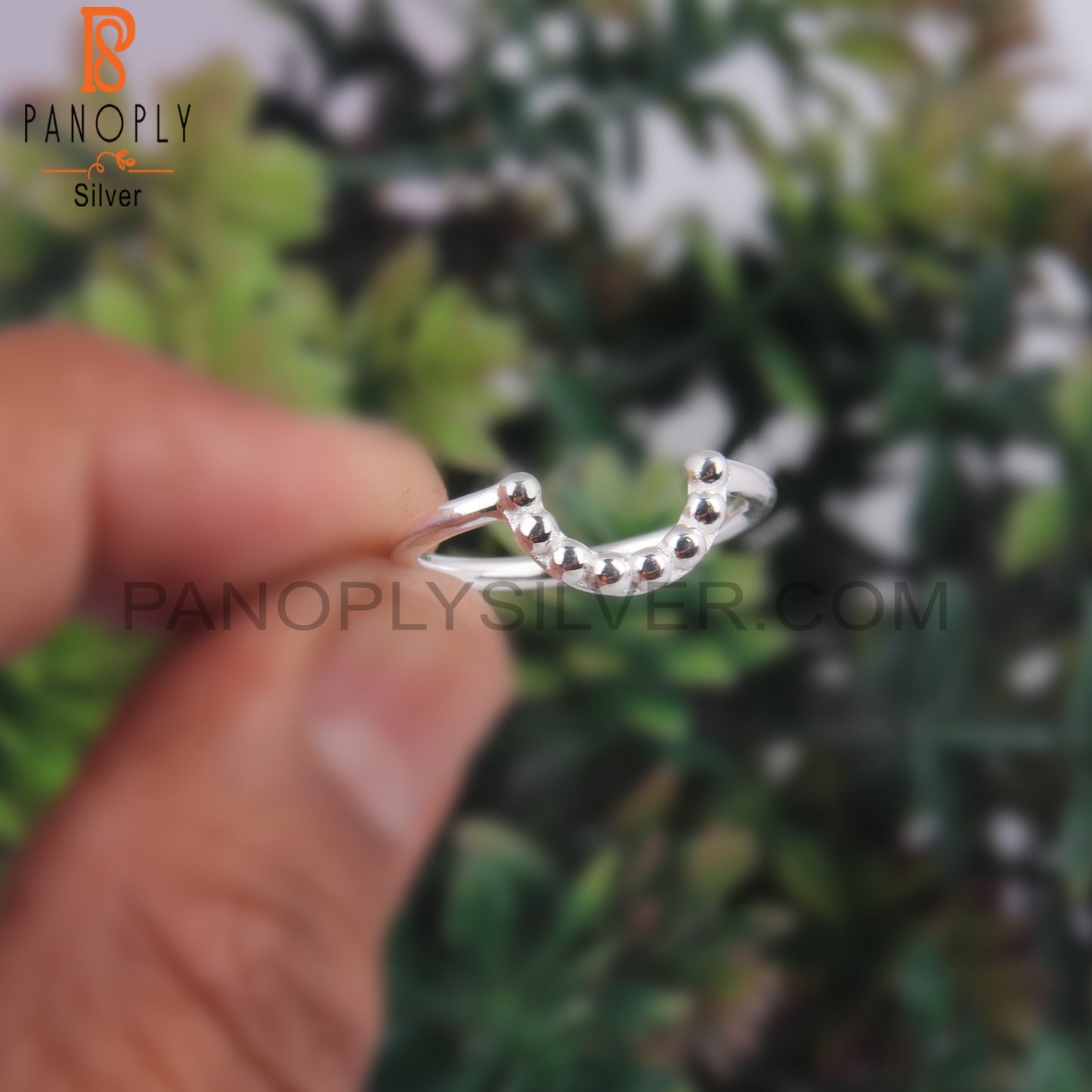 Handmade 925 Sterling Silver Half Moon Ring