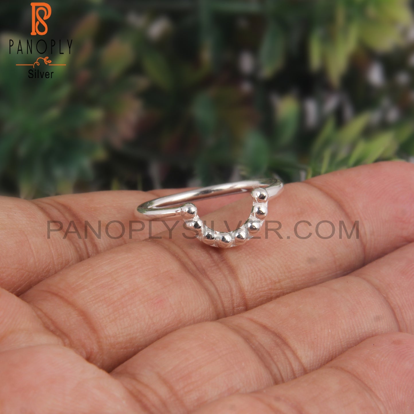 Handmade 925 Sterling Silver Half Moon Ring