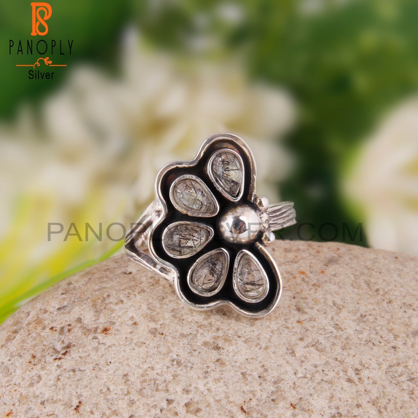 Crystal Quartz Stone Pear Shape 925 Sterling Silver Ring