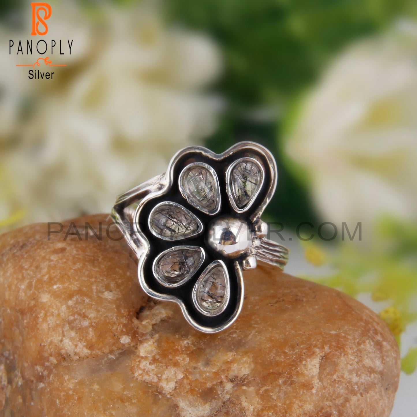 Crystal Quartz Stone Pear Shape 925 Sterling Silver Ring