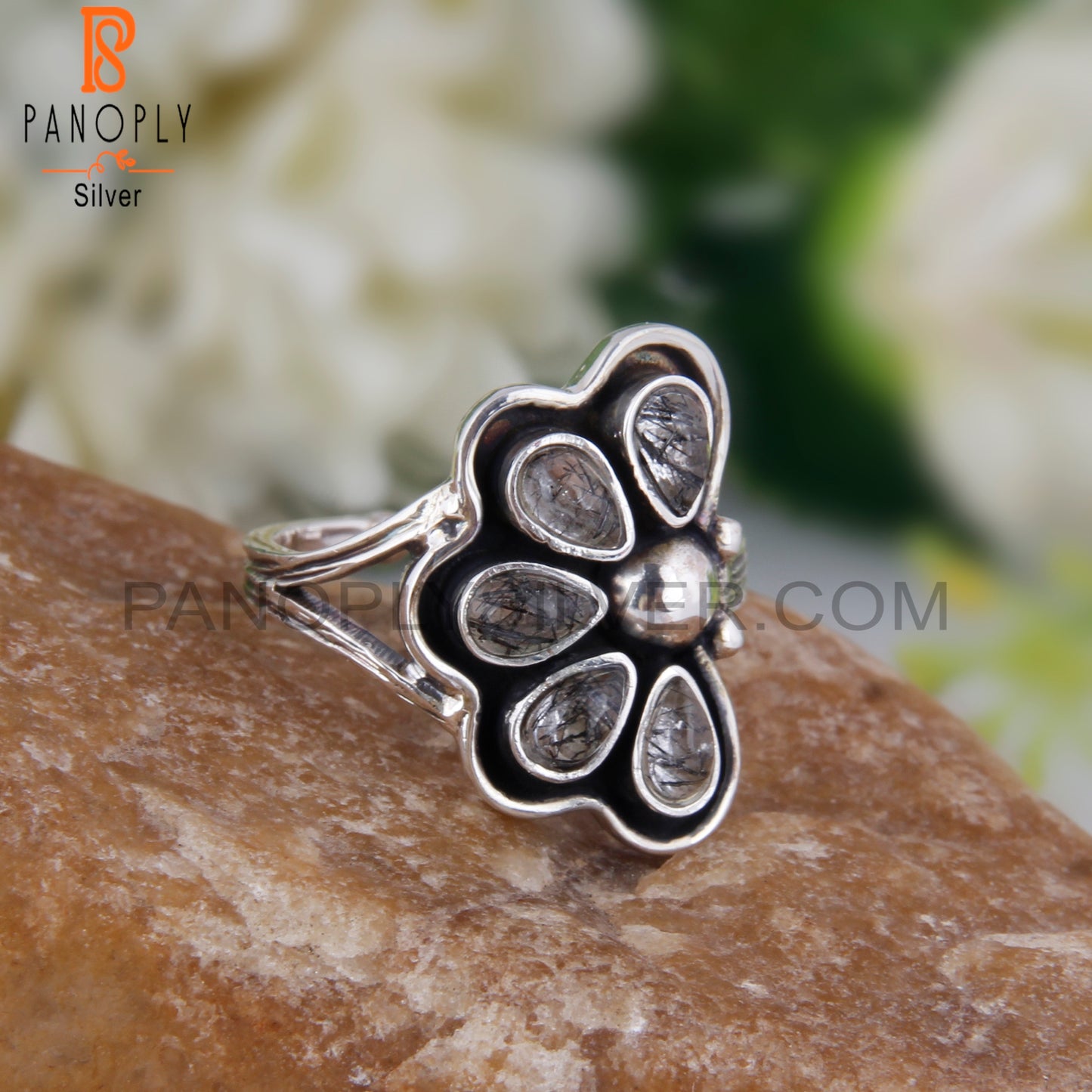 Crystal Quartz Stone Pear Shape 925 Sterling Silver Ring