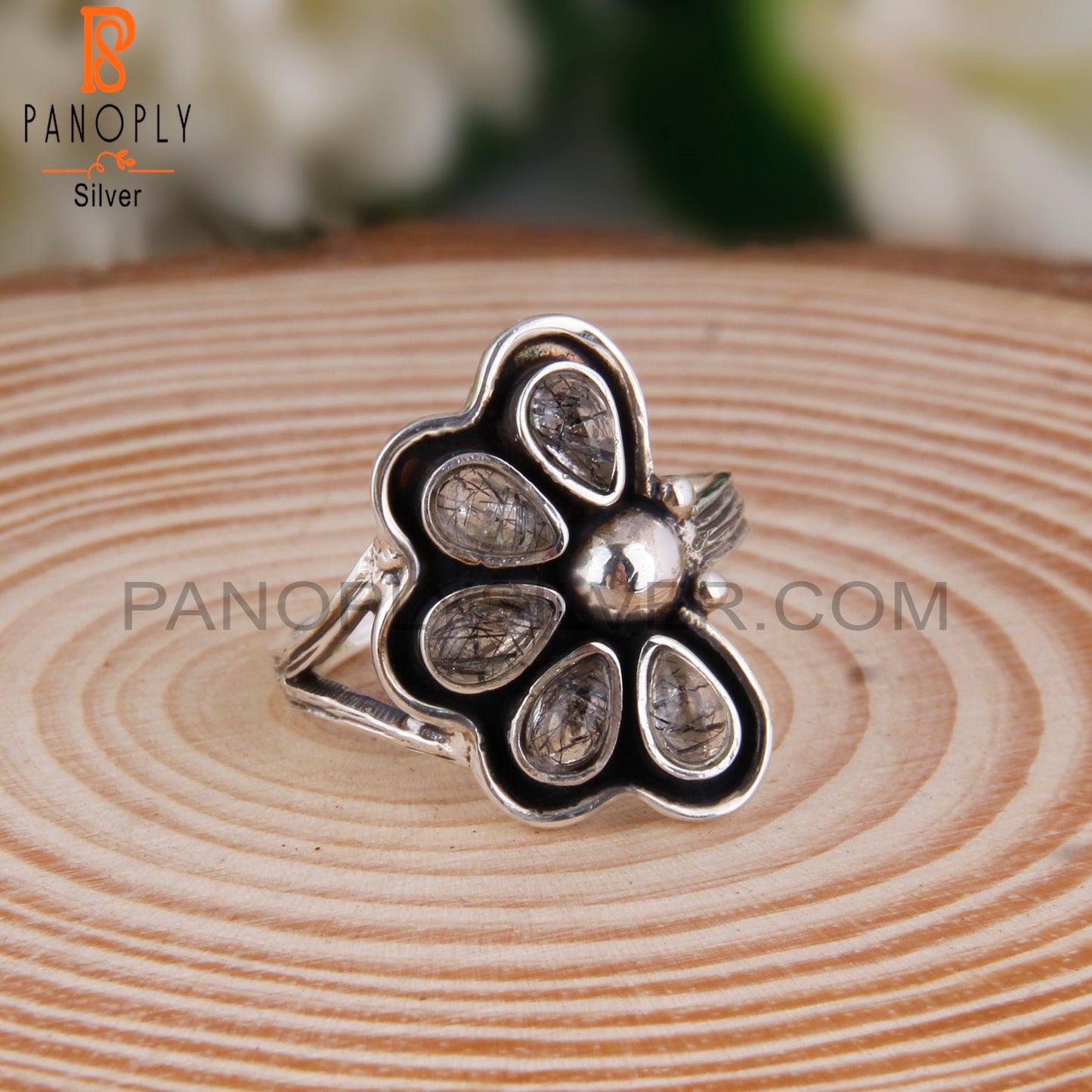 Crystal Quartz Stone Pear Shape 925 Sterling Silver Ring