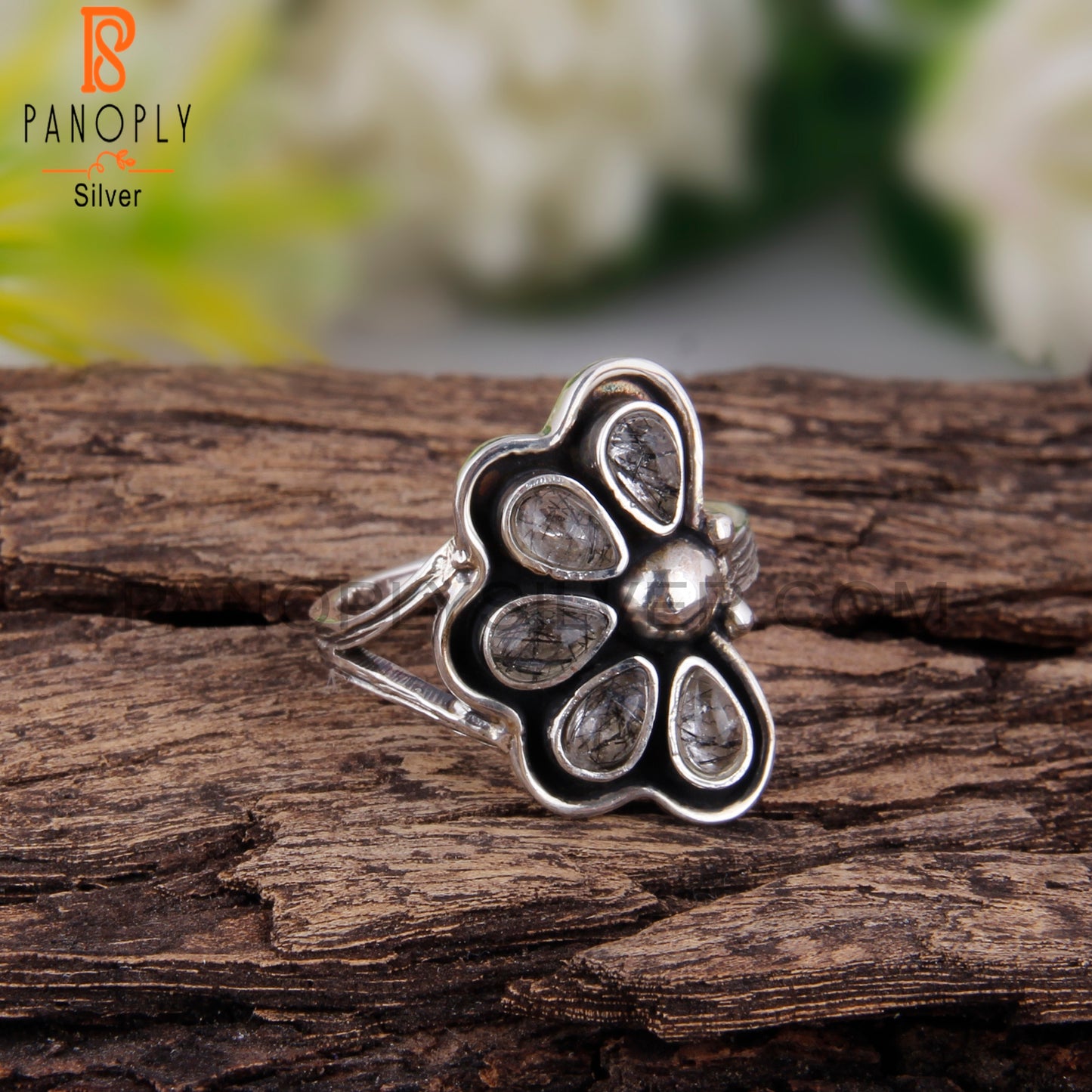 Crystal Quartz Stone Pear Shape 925 Sterling Silver Ring