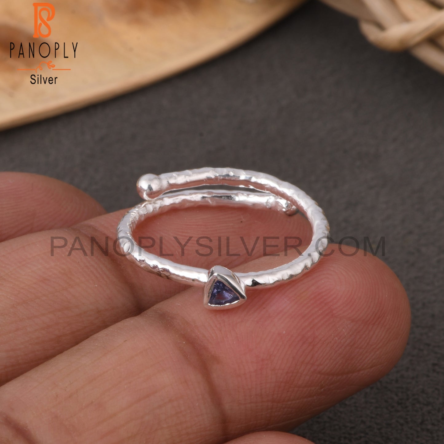 Iolite Trillion Shape 925 Sterling Silver Ring