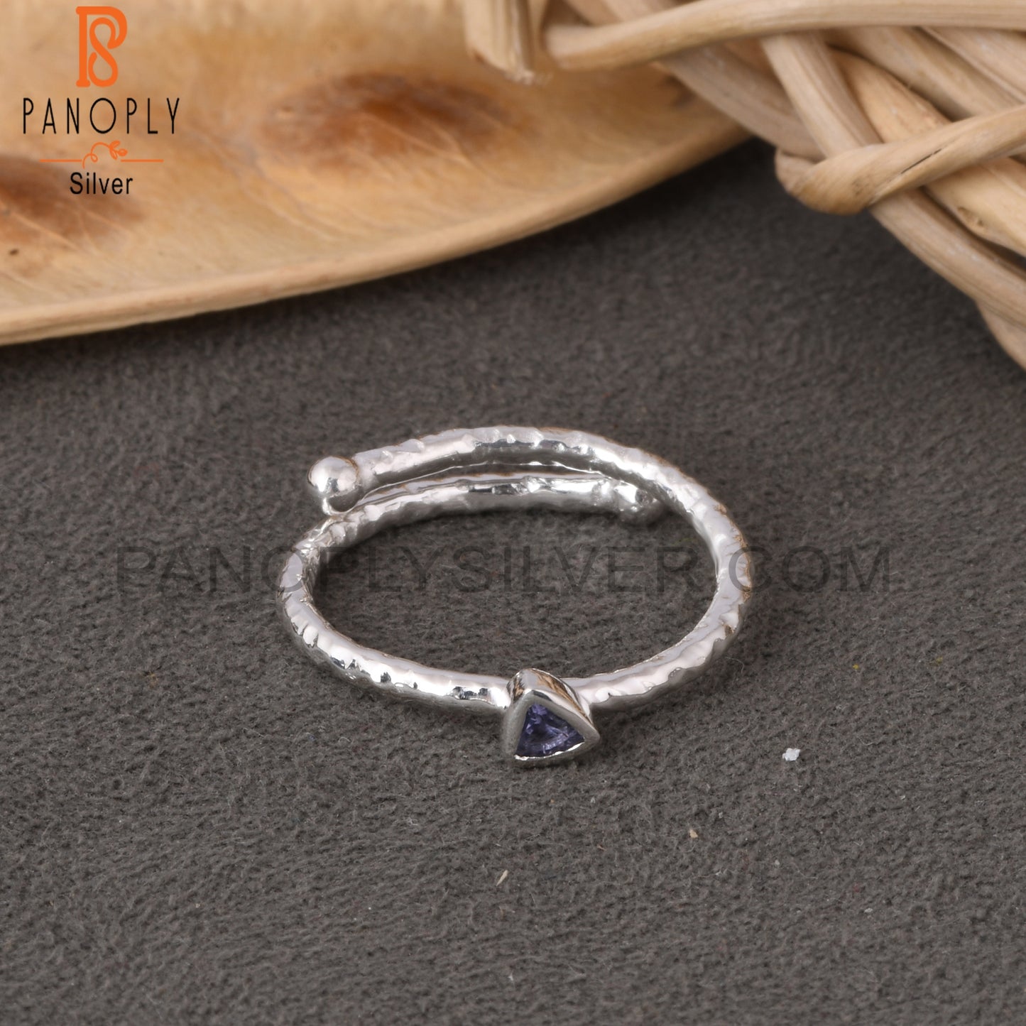 Iolite Trillion Shape 925 Sterling Silver Ring