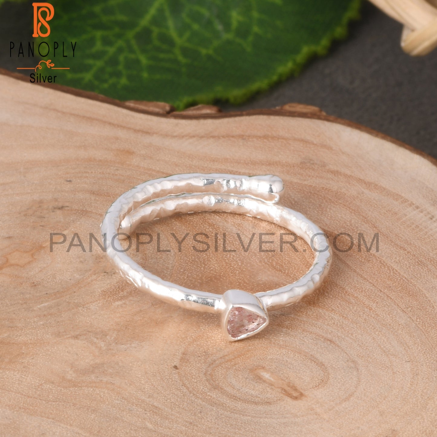 Strawberry Quartz Trillion Shape 925 Sterling Silver Ring