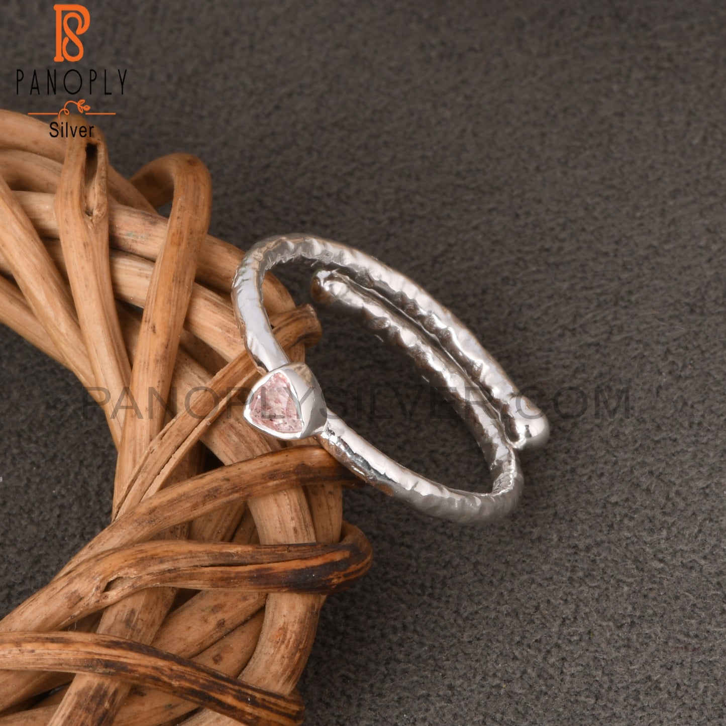 Strawberry Quartz Trillion Shape 925 Sterling Silver Ring