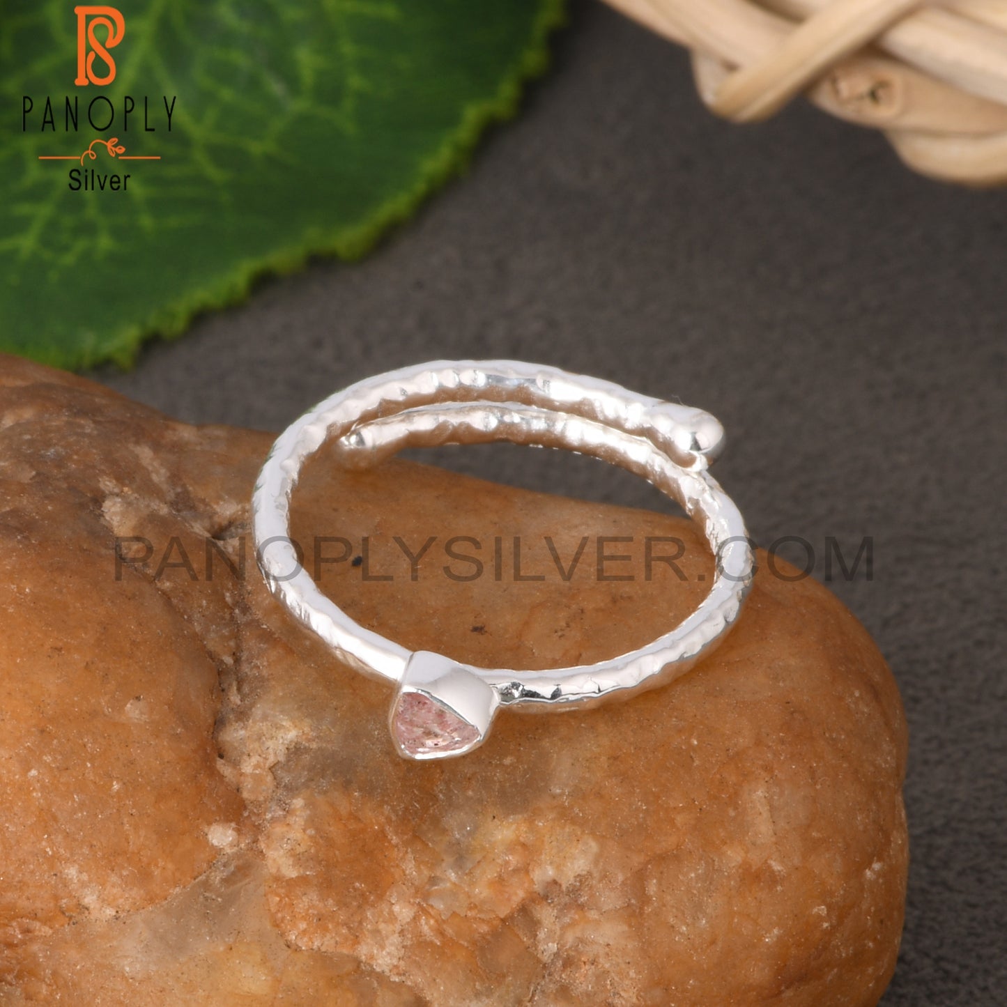 Strawberry Quartz Trillion Shape 925 Sterling Silver Ring