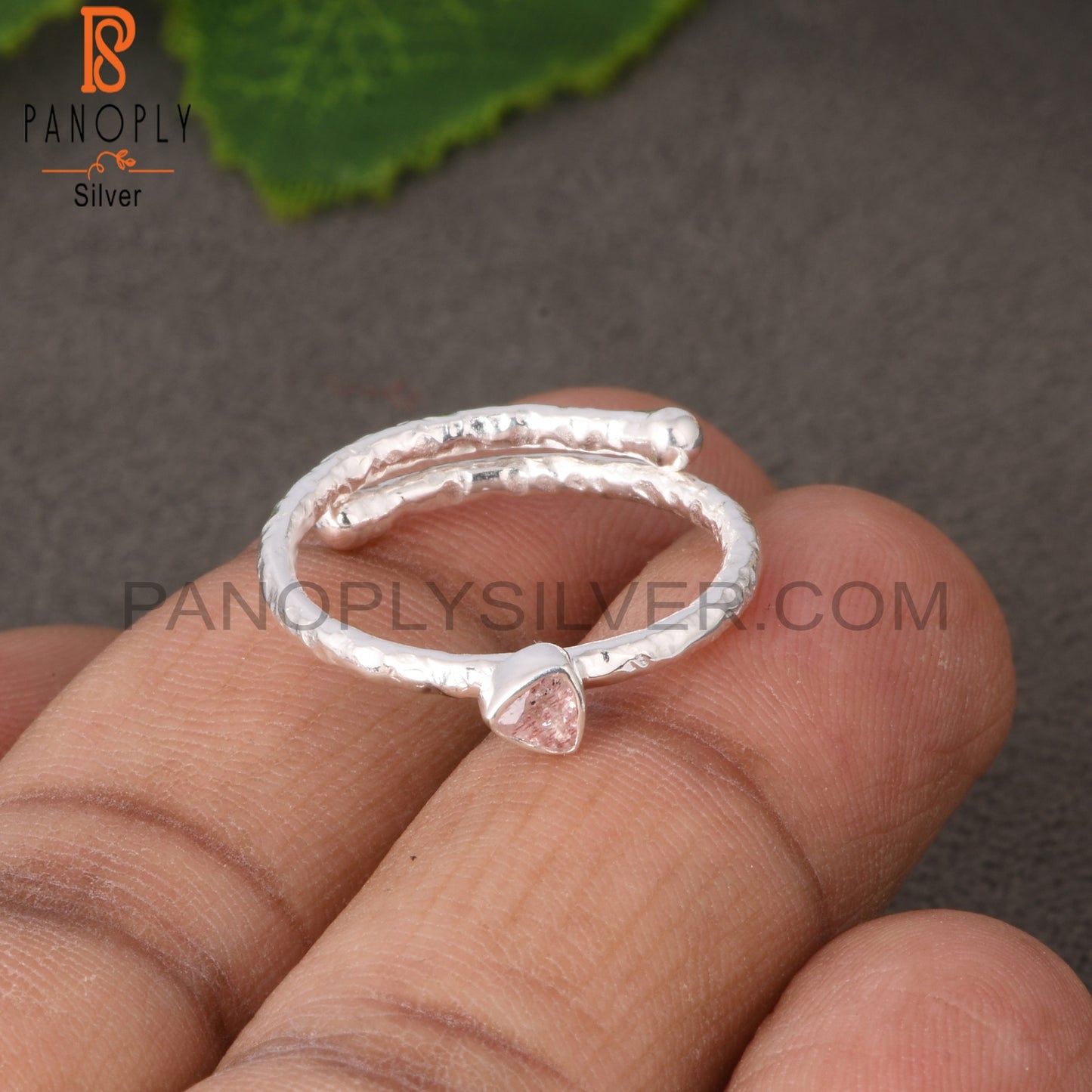 Strawberry Quartz Trillion Shape 925 Sterling Silver Ring