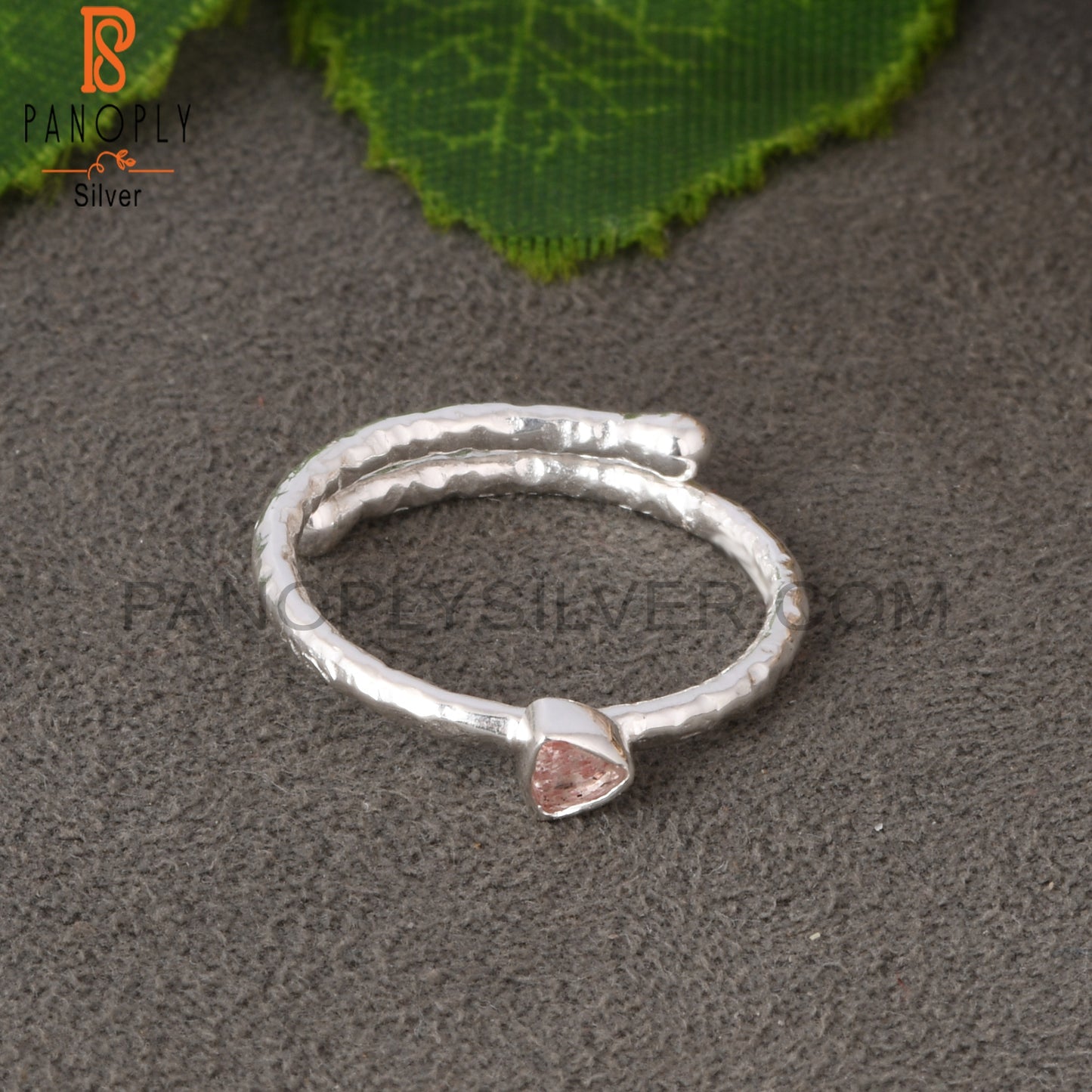 Strawberry Quartz Trillion Shape 925 Sterling Silver Ring