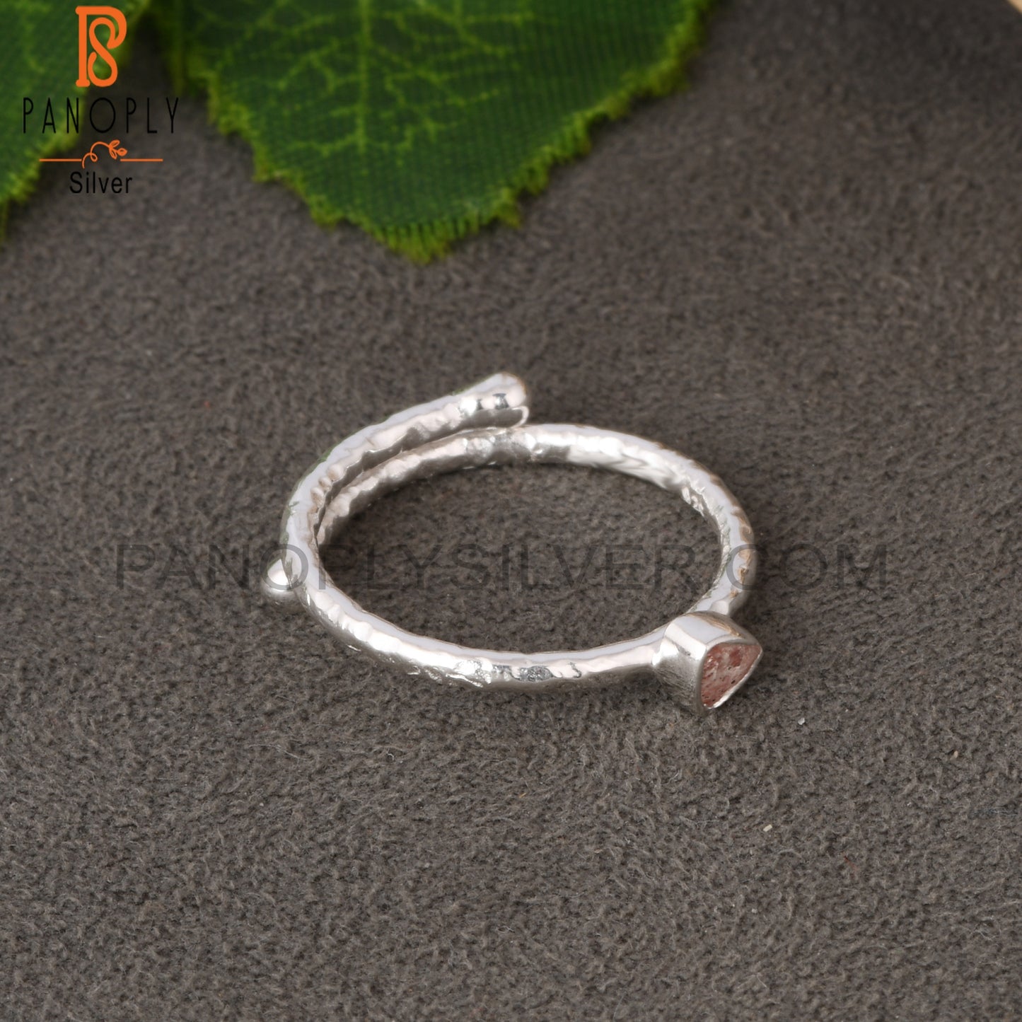 Strawberry Quartz Trillion Shape 925 Sterling Silver Ring