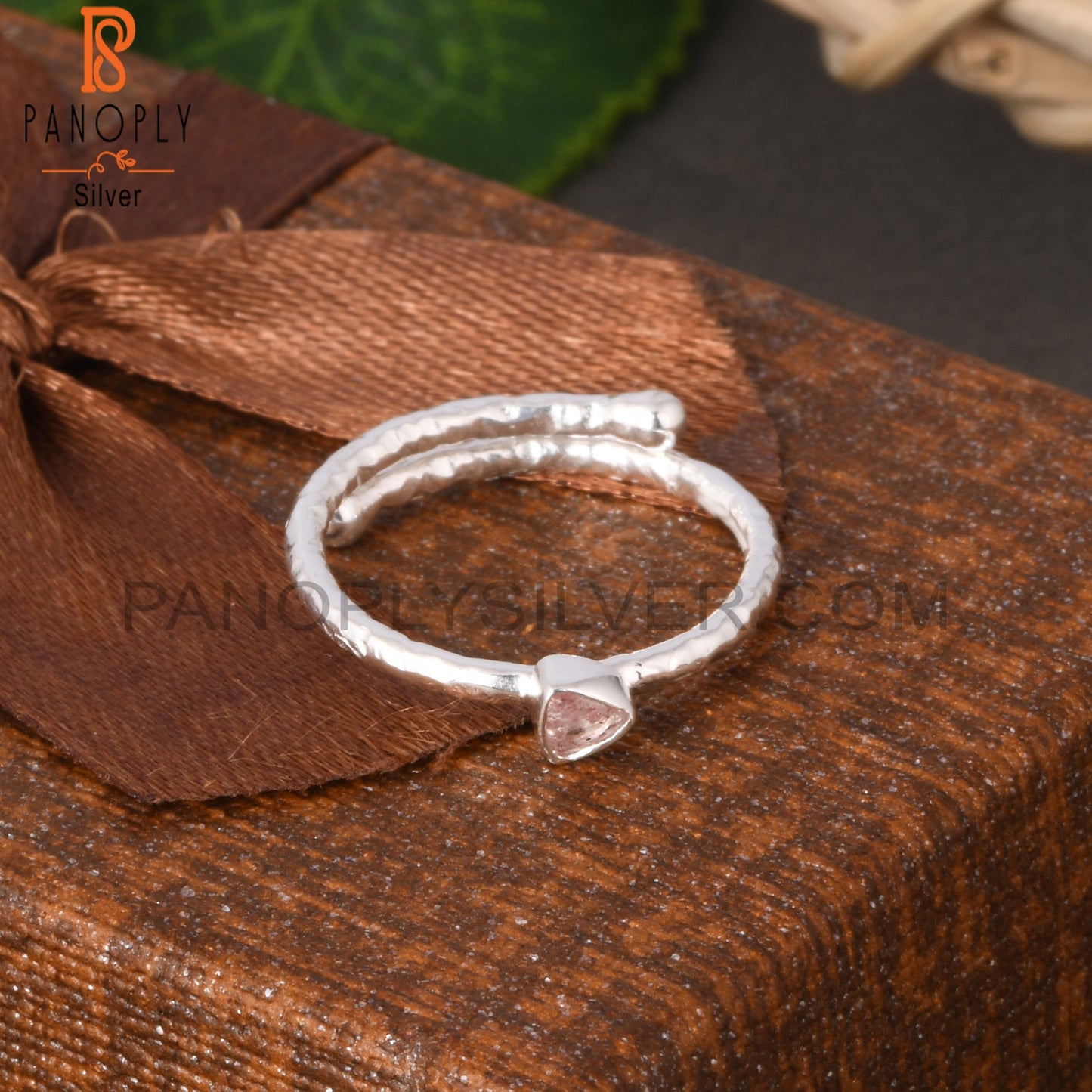 Strawberry Quartz Trillion Shape 925 Sterling Silver Ring